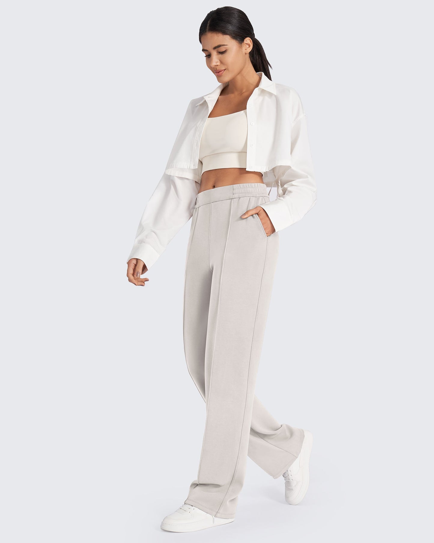 Smoofit Loose High-Rise Elastic Dressy Pants 33