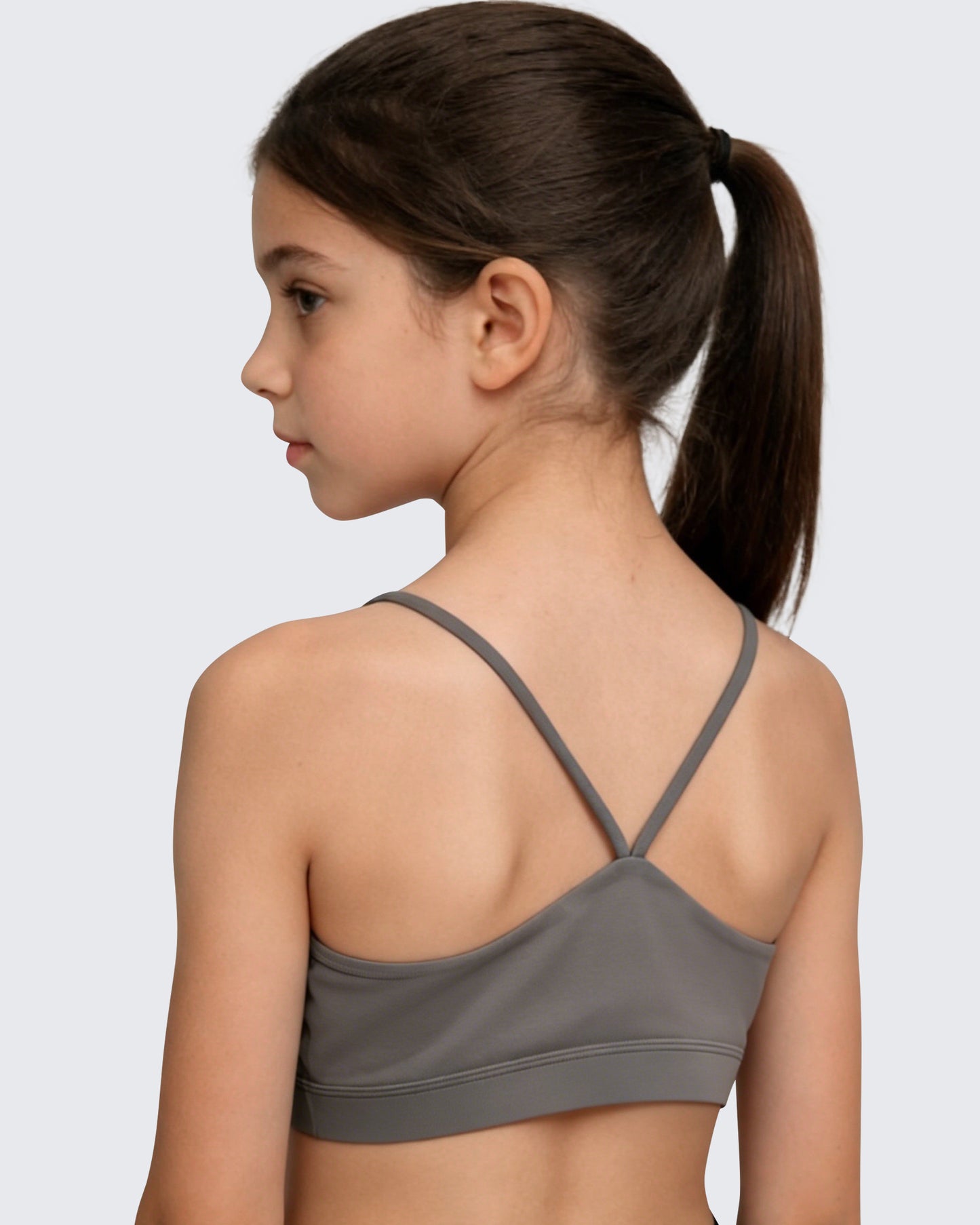 G4Free BareFeel Crewneck V-Back Sports Bra for Girls – Non Padded Crop Top