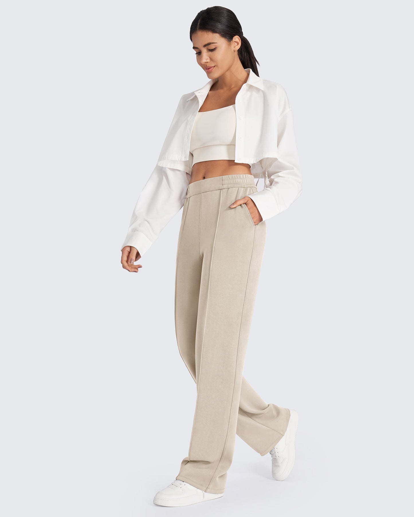 Smoofit Loose High-Rise Elastic Dressy Pants 33