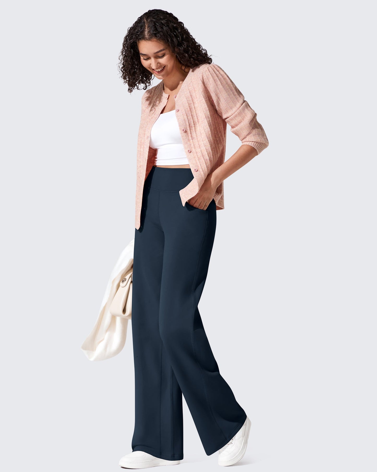Fleece Lined High-Waist Loose Sweatpants