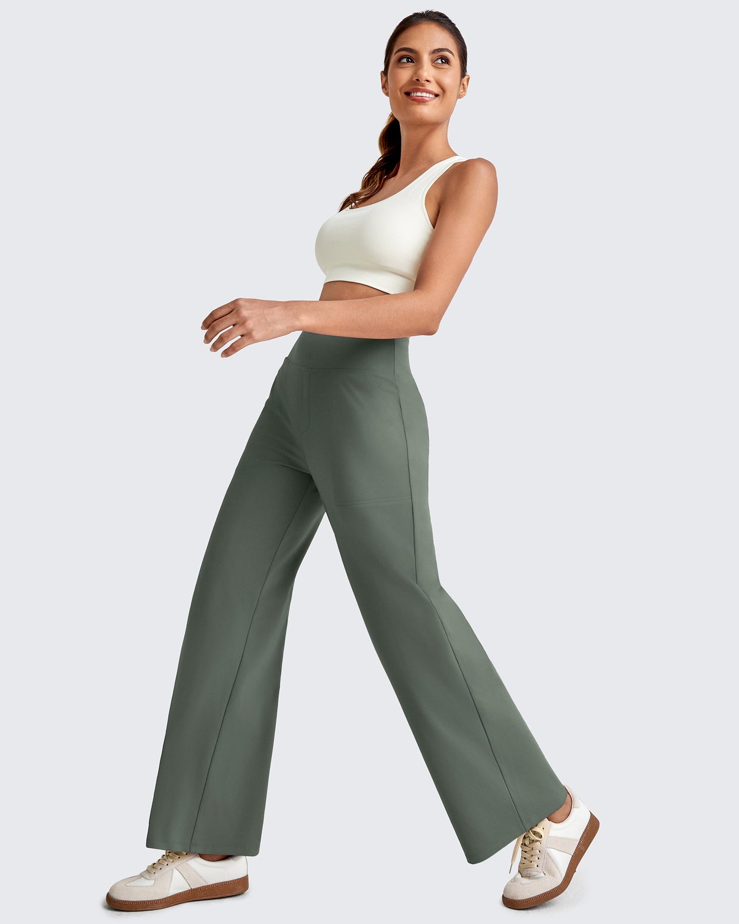 High Waist Stretch Dressy Cropped Pants 27.5''