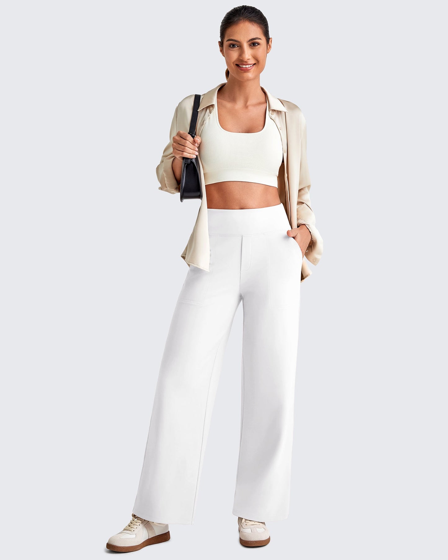 High Waist Stretch Dressy Cropped Pants 29.5''