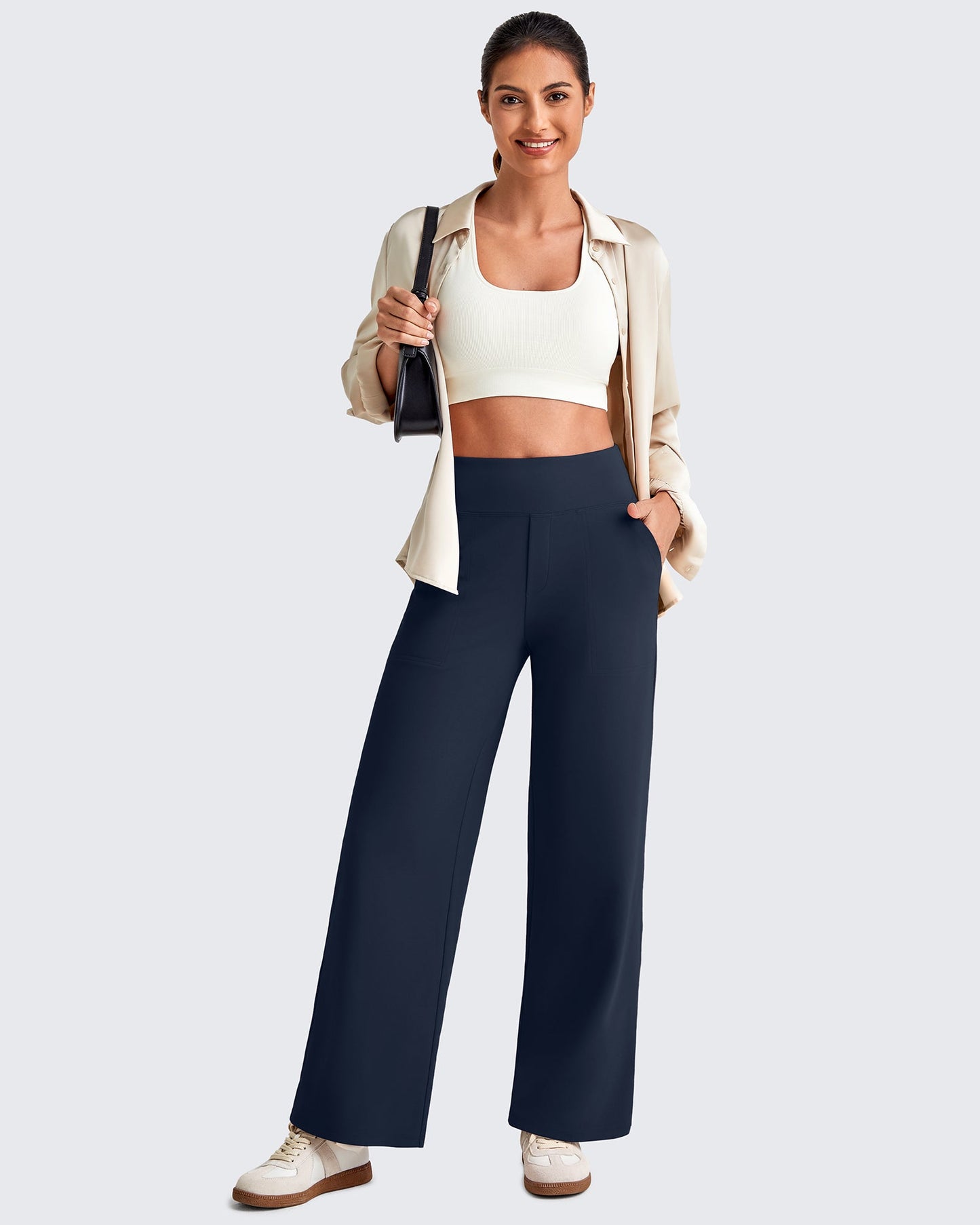 High Waist Stretch Dressy Cropped Pants 27.5''
