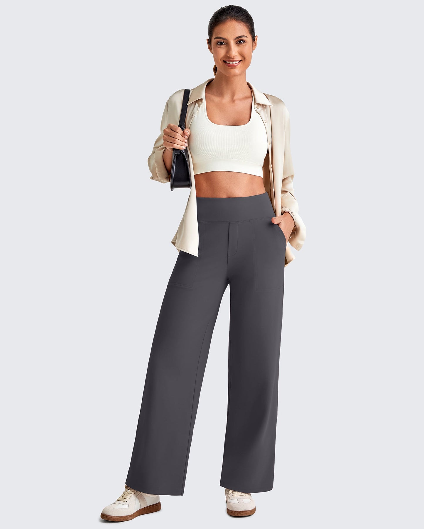 High Waist Stretch Dressy Cropped Pants 25.5''