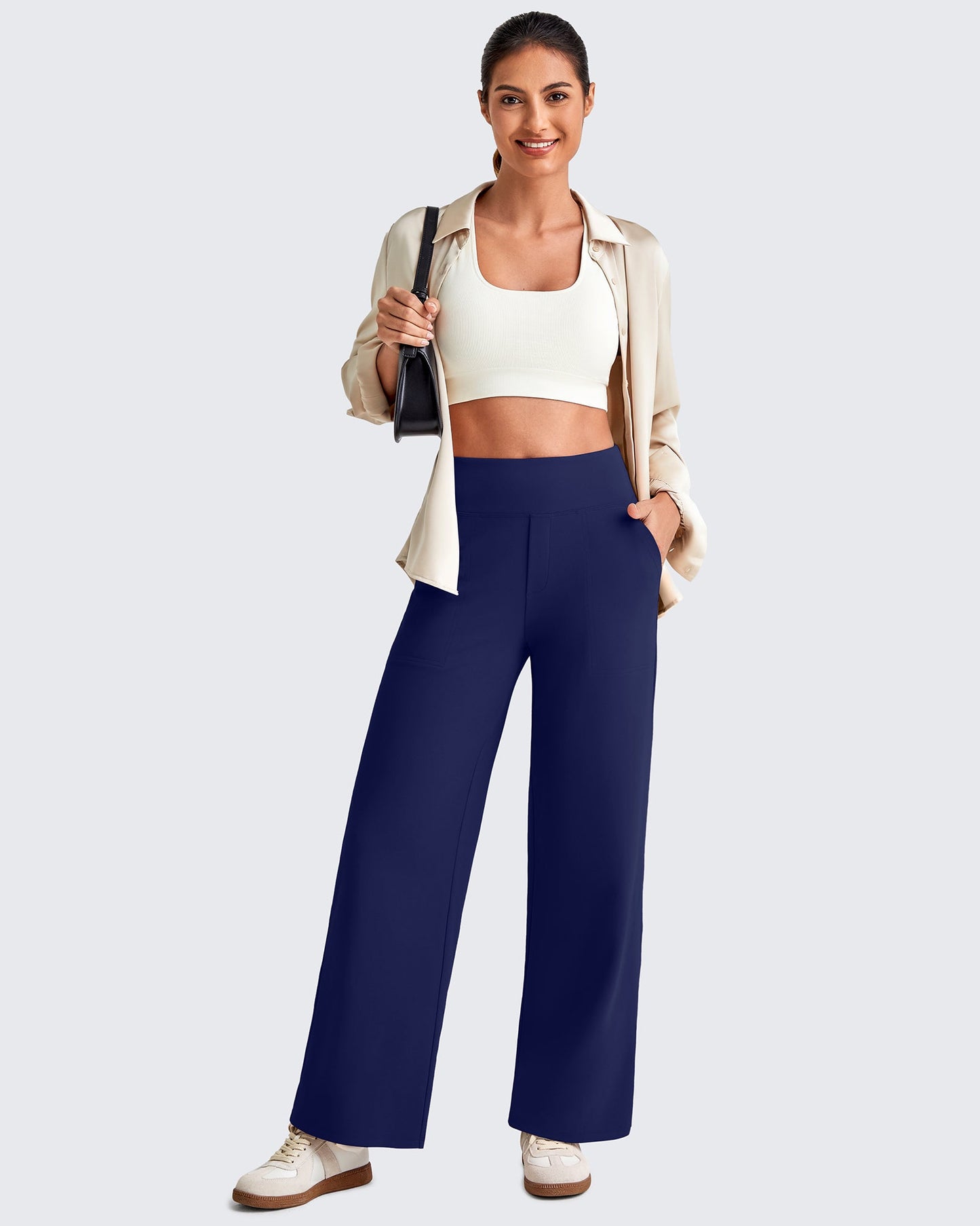 High Waist Stretch Dressy Cropped Pants 25.5''
