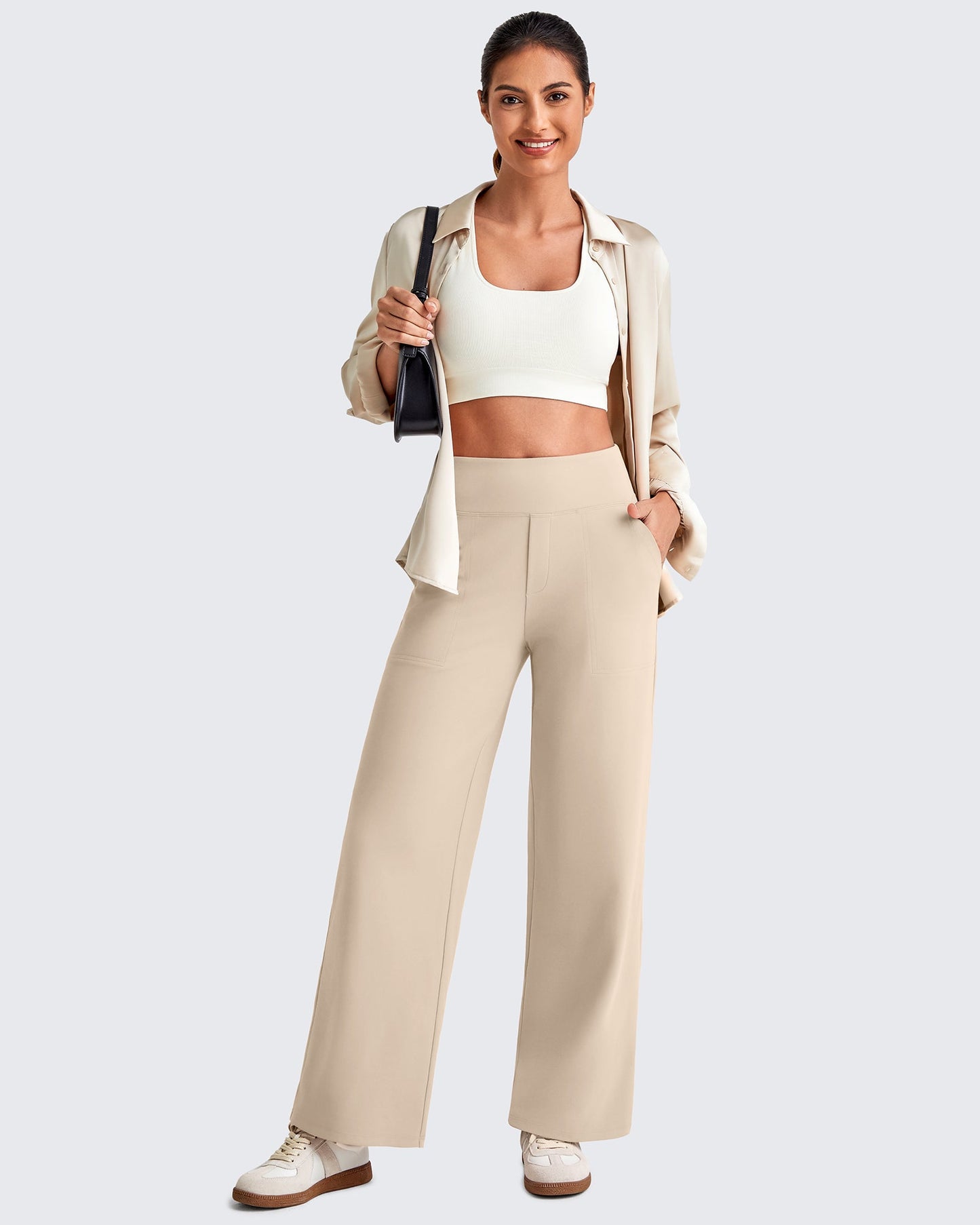 High Waist Stretch Dressy Cropped Pants 27.5''