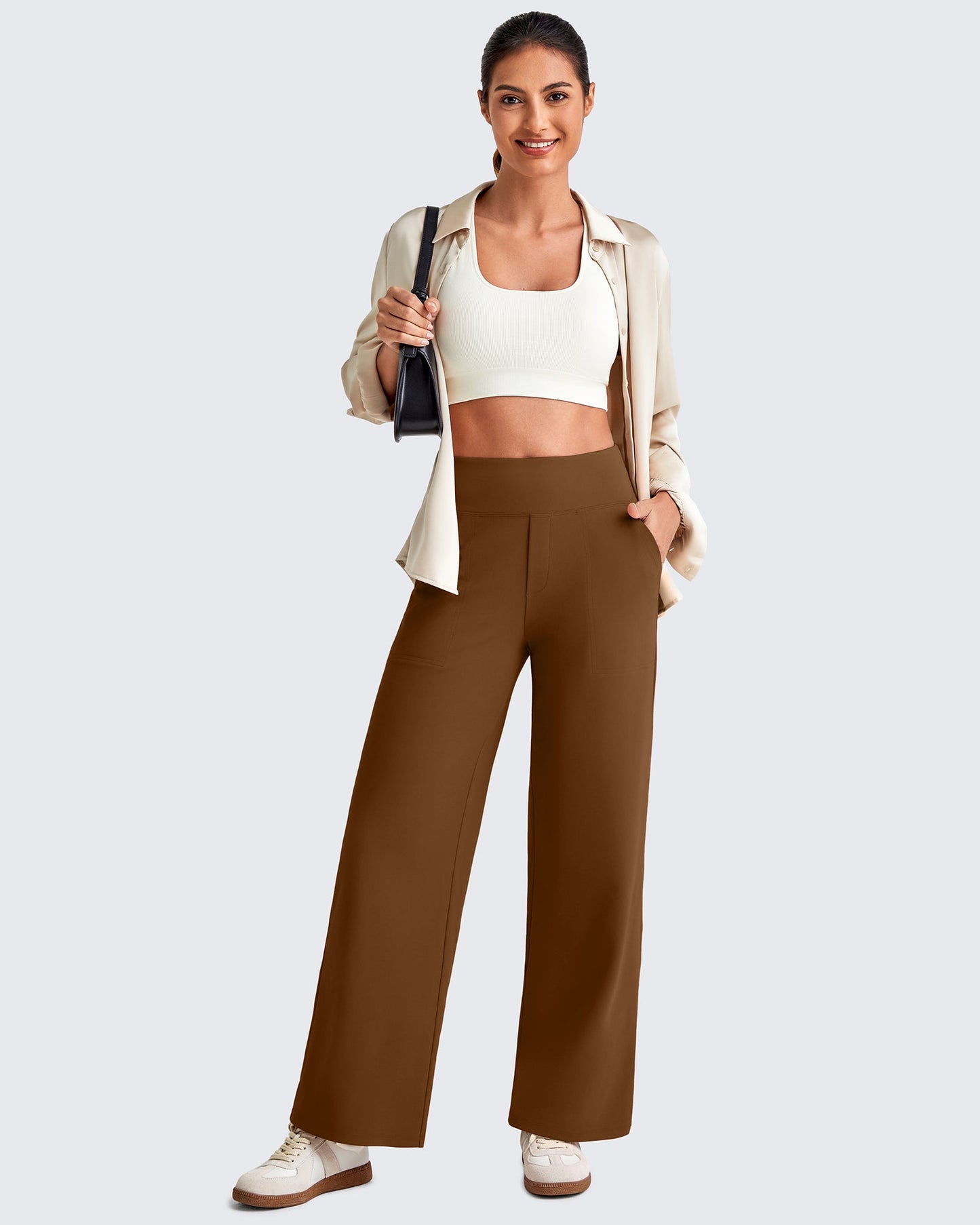High Waist Stretch Dressy Cropped Pants 27.5''