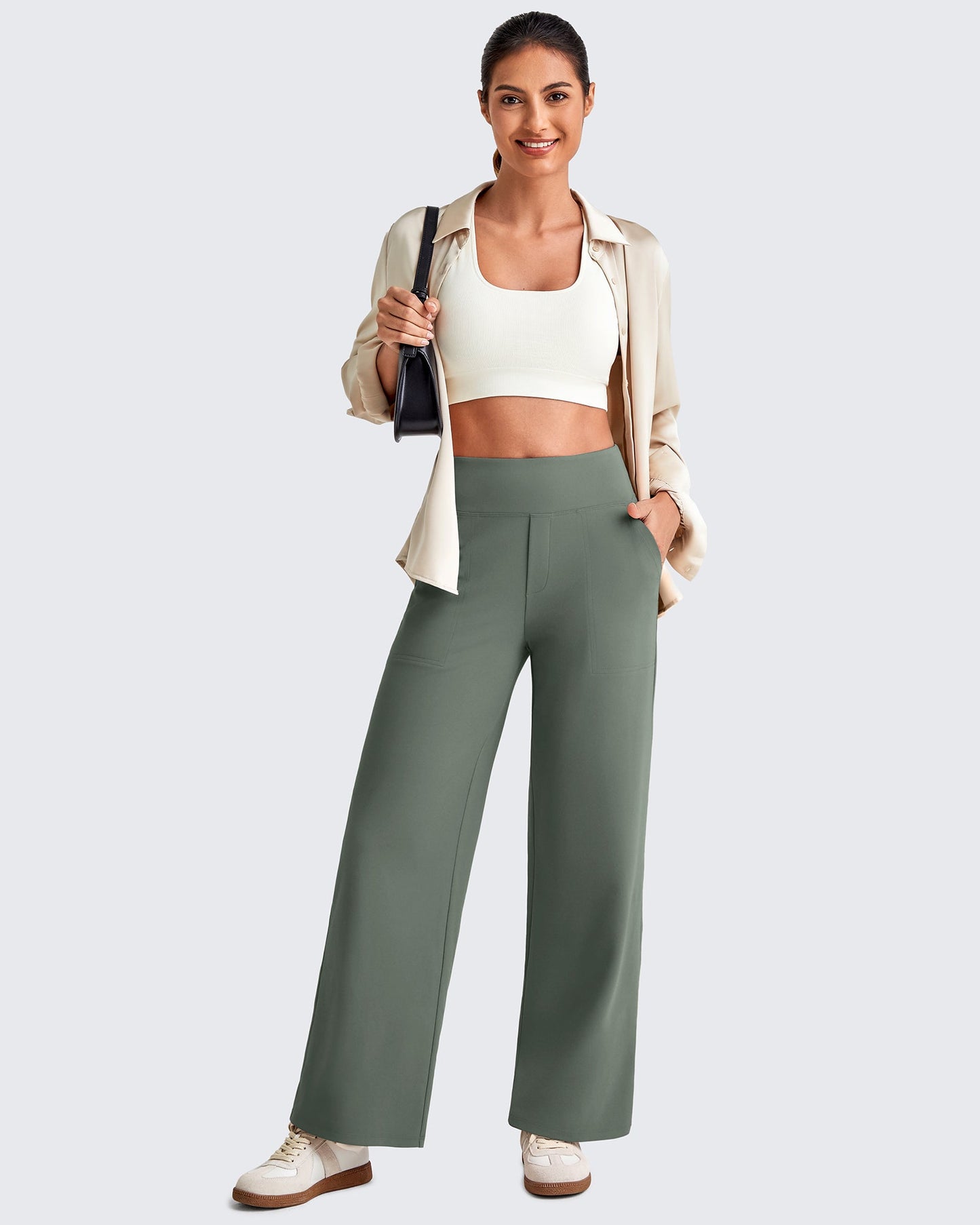 High Waist Stretch Dressy Cropped Pants 27.5''