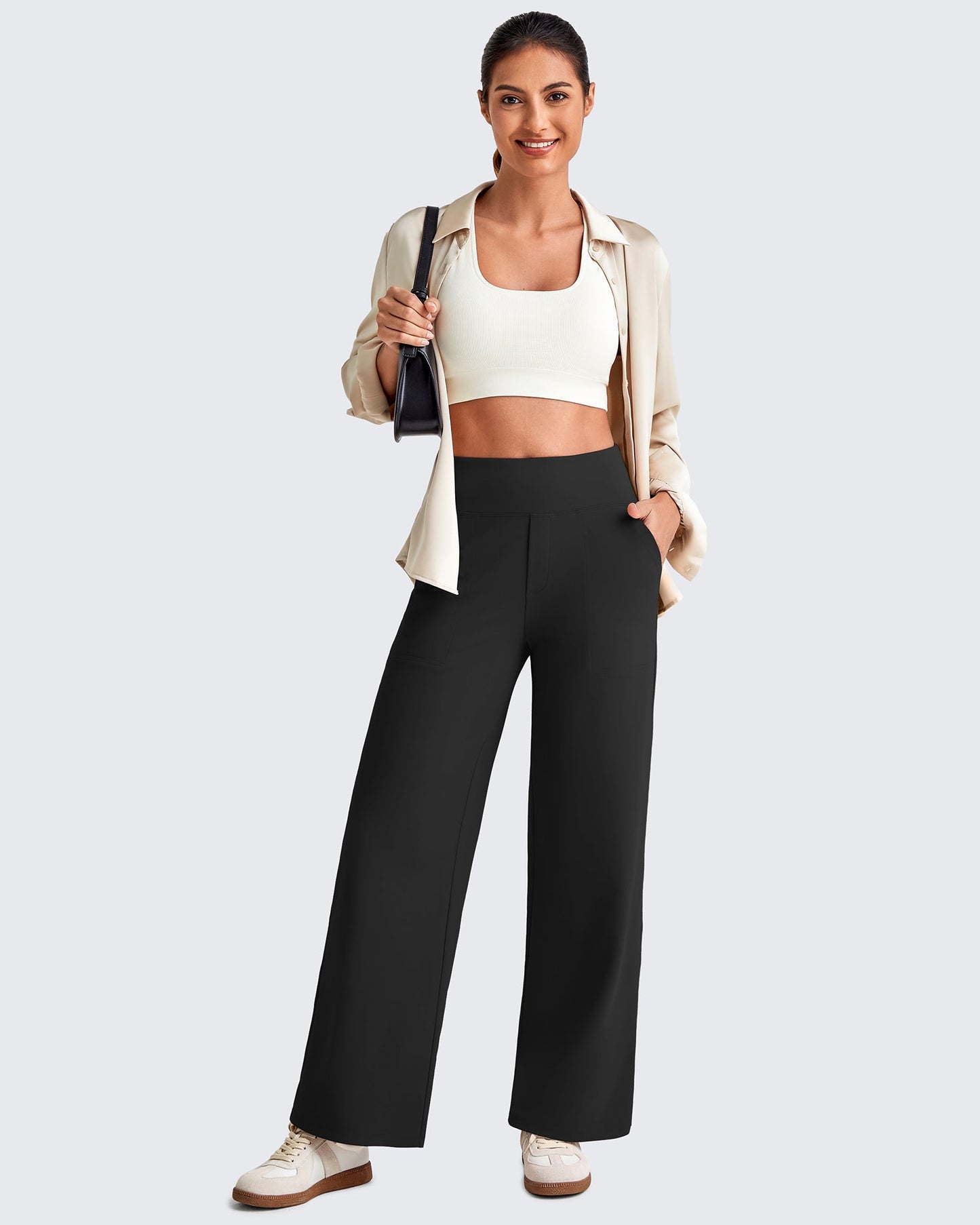 High Waist Stretch Dressy Cropped Pants 29.5''
