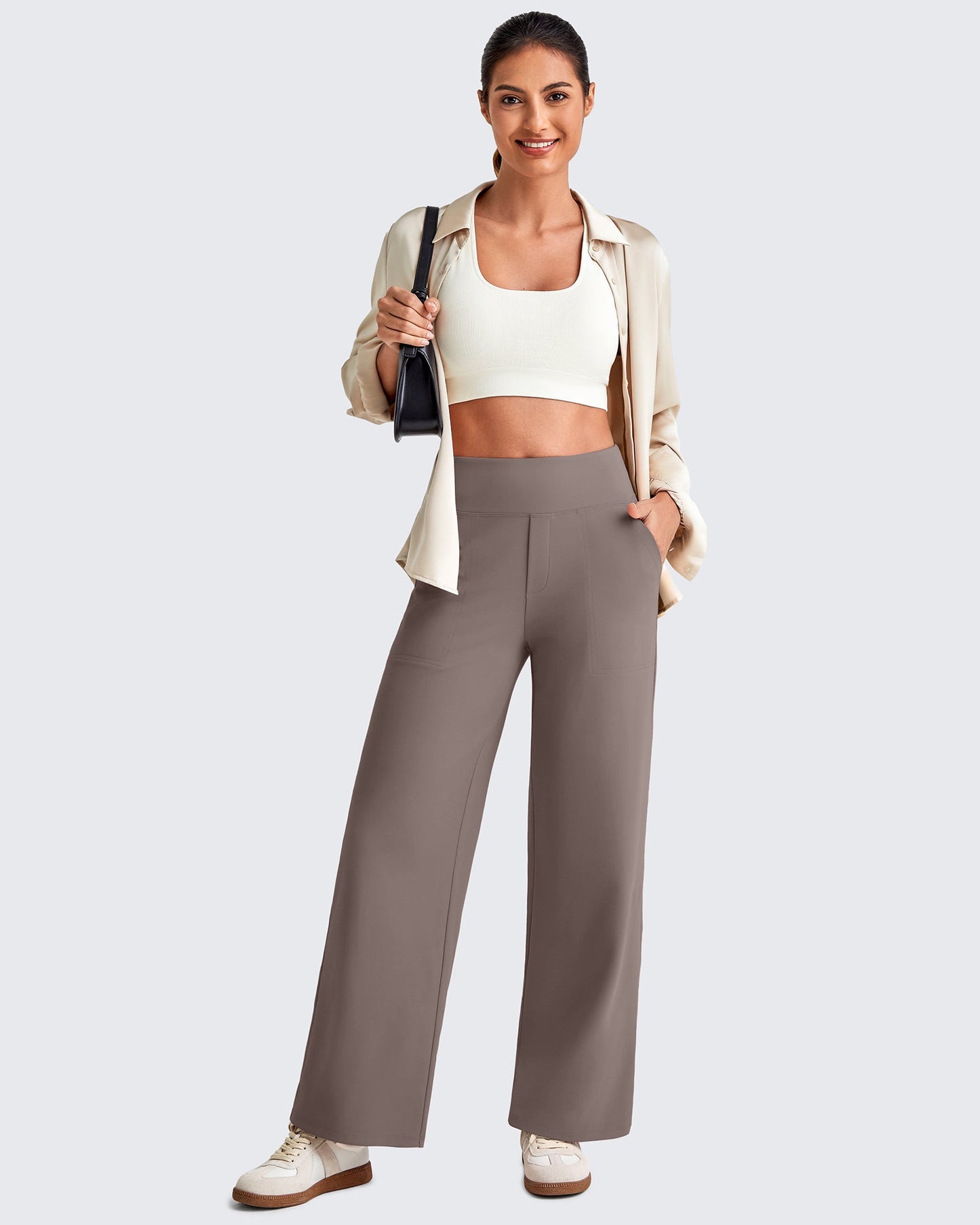 High Waist Stretch Dressy Cropped Pants 27.5''