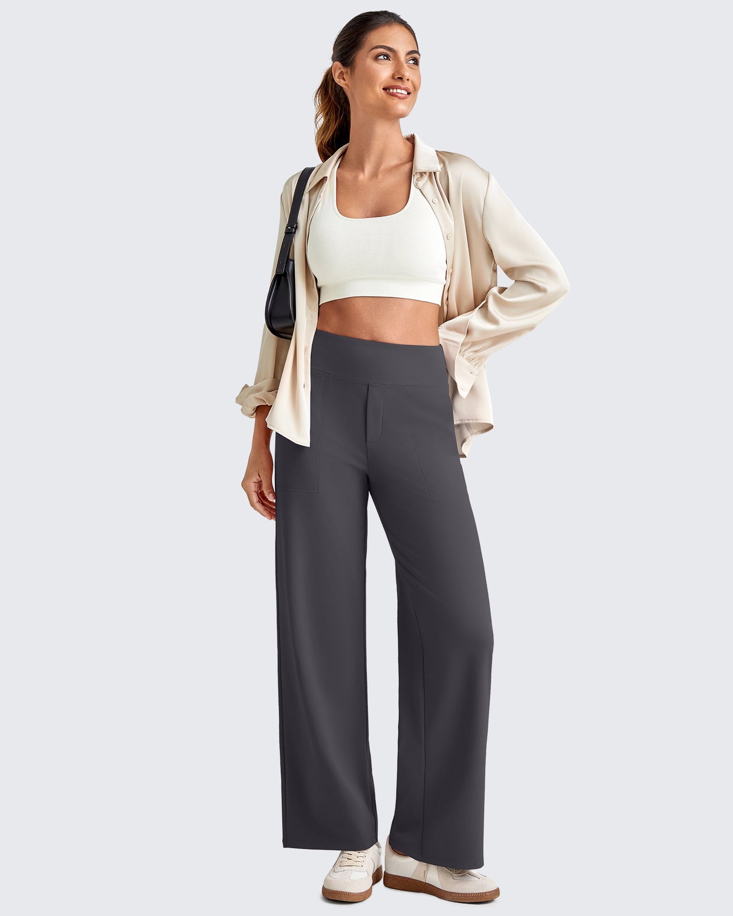 High Waist Stretch Dressy Cropped Pants 25.5''