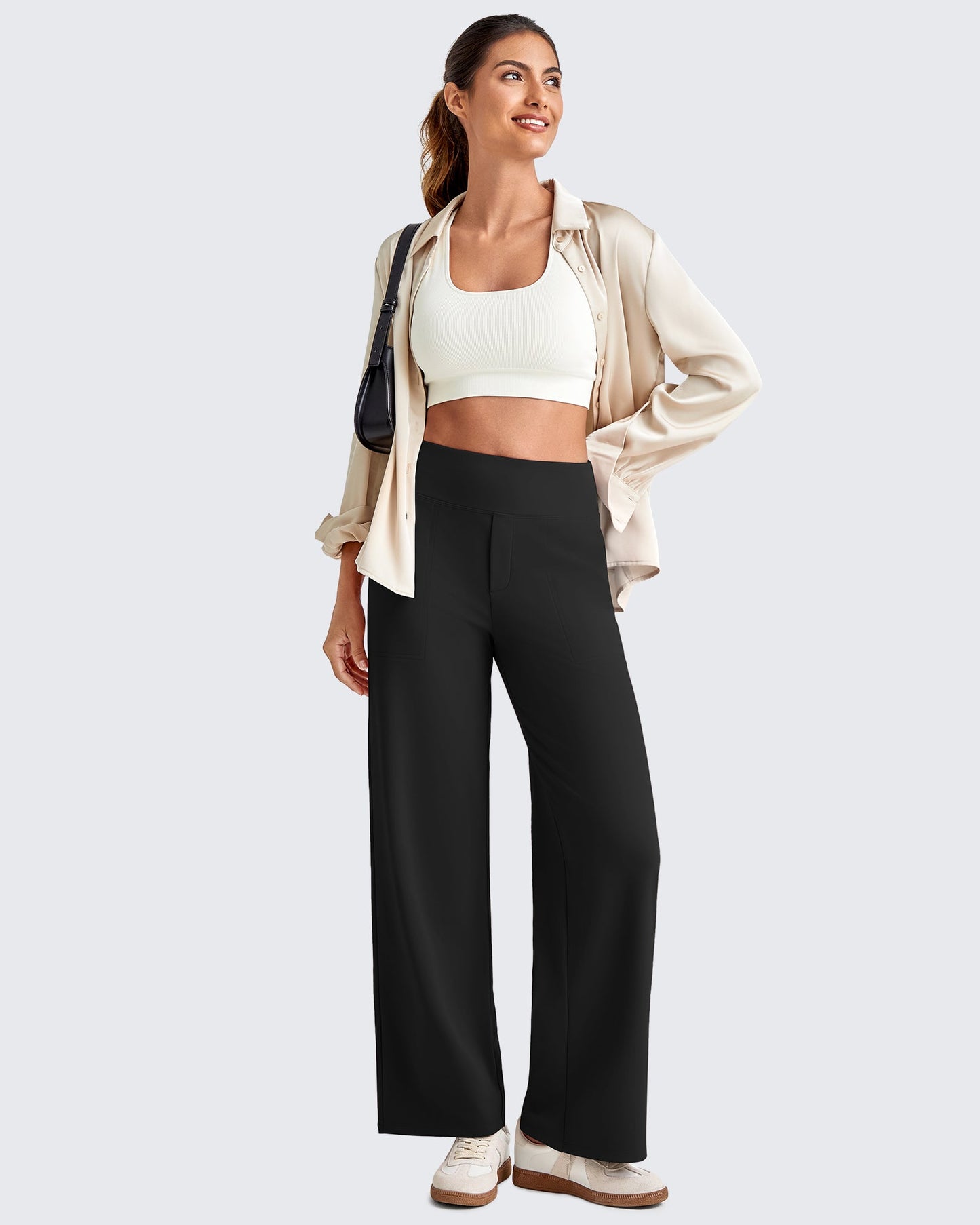 High Waist Stretch Dressy Cropped Pants 29.5''