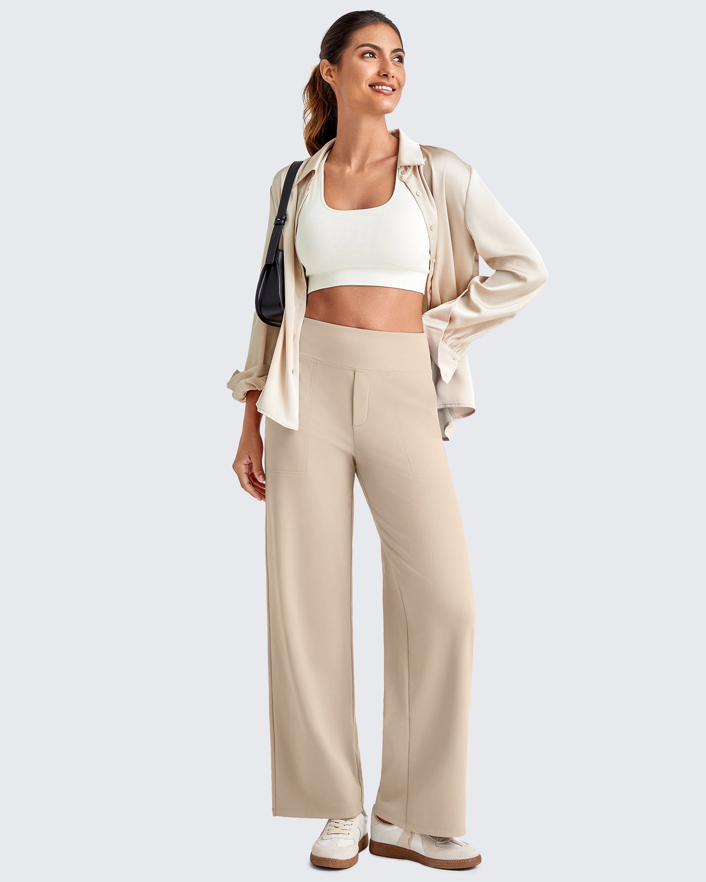 High Waist Stretch Dressy Cropped Pants 29.5''