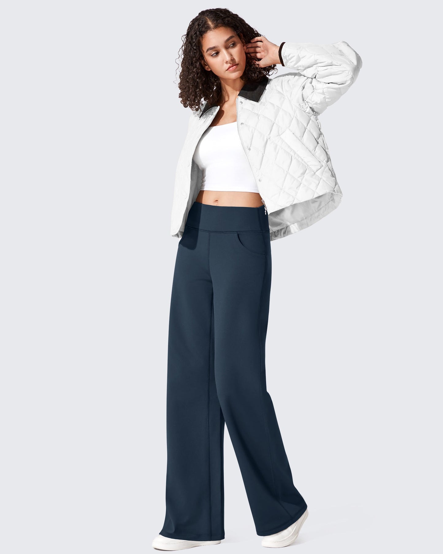 Fleece Lined High-Waist Loose Sweatpants