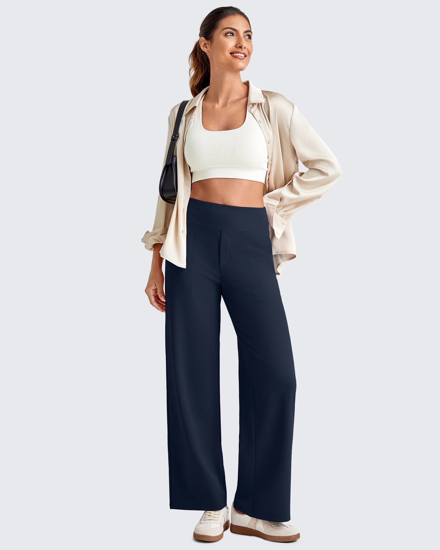 High Waist Stretch Dressy Cropped Pants 29.5''