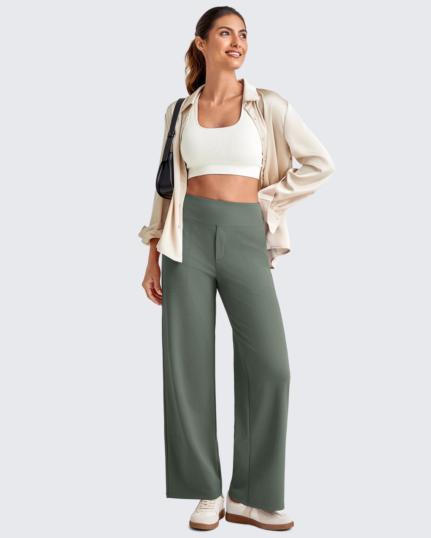 High Waist Stretch Dressy Cropped Pants 27.5''