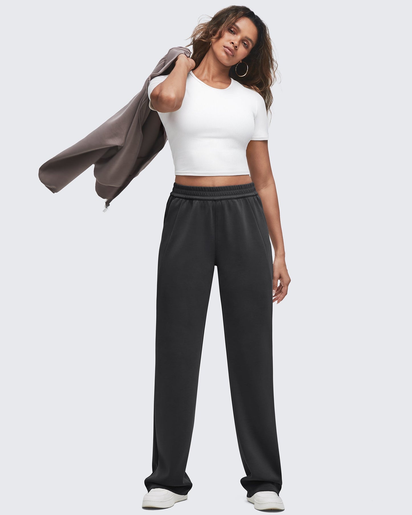 Smoofit Elastic-Waist Wide Leg Sweatpants 29''
