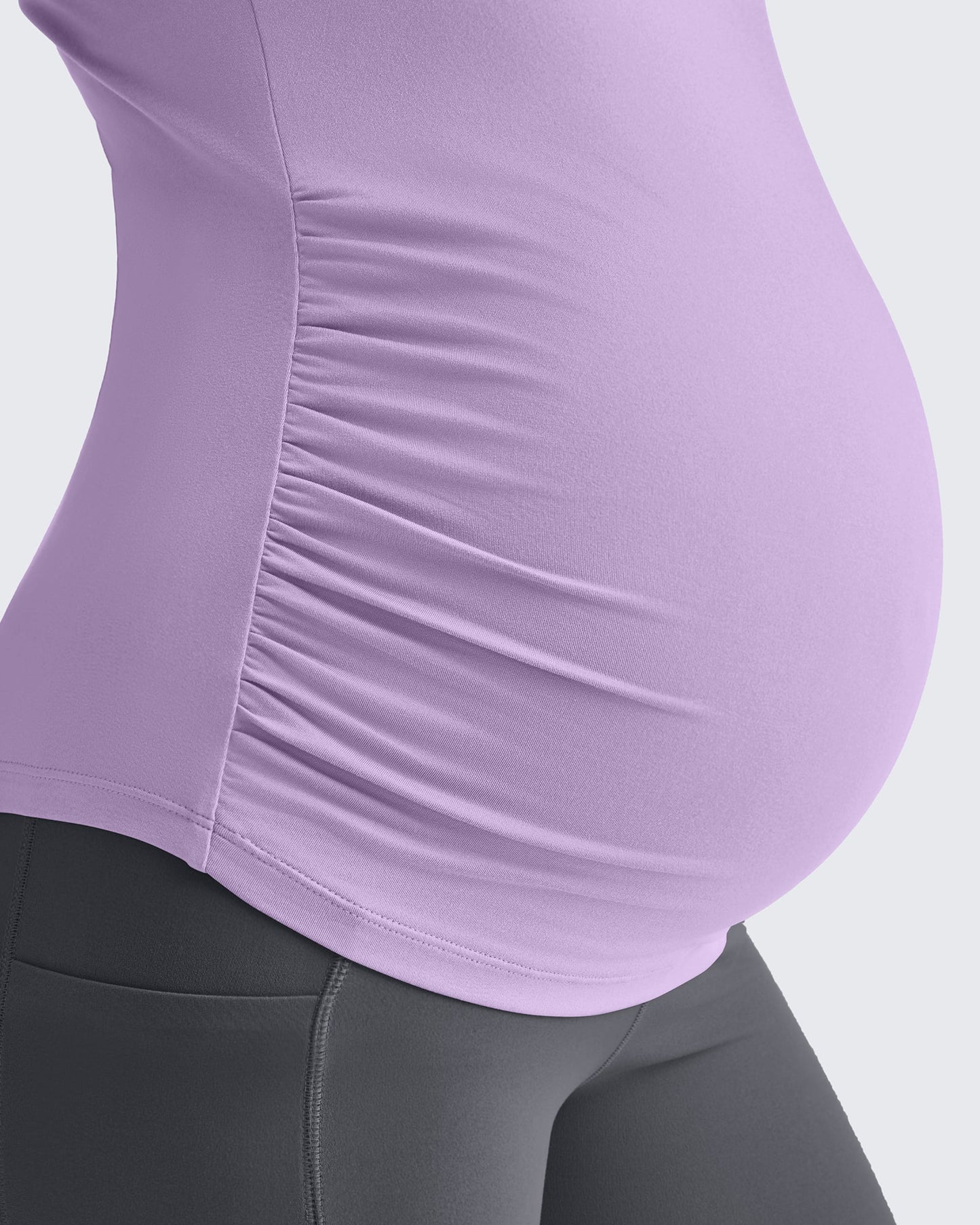 Lightweight V Neck Side Ruched Maternity Short Sleeve