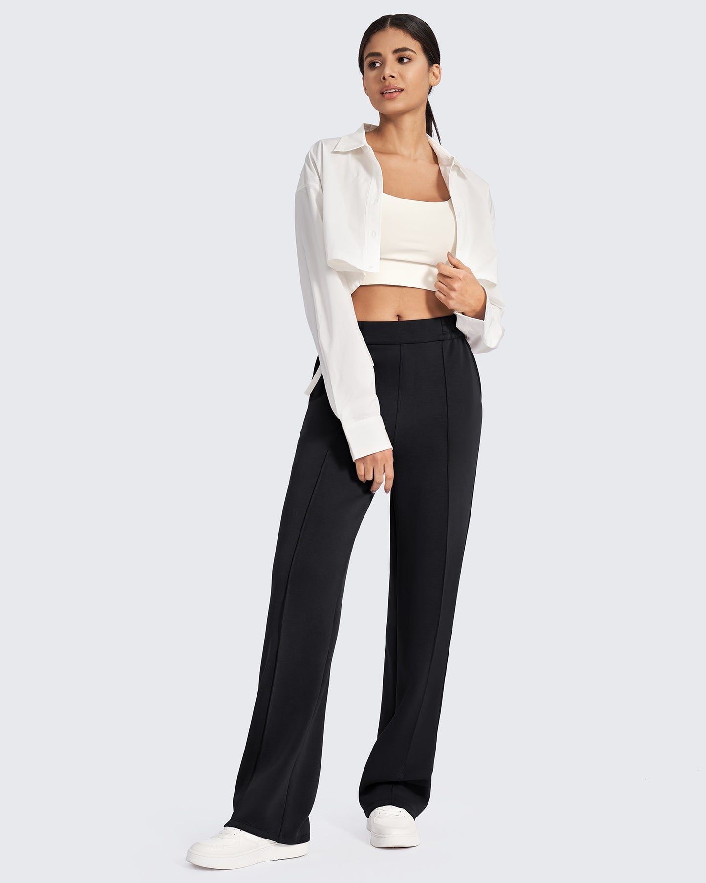 G4Free Activewear Smoofit Loose High-Rise Elastic Dressy Pants #Black / S / 27 Inseam-Black / S / 29 inseam-Black / S / 31 inseam-Black / M / 27 Inseam-Black / M / 29 inseam-Black / M / 31 inseam-Black / L / 27 Inseam-Black / L / 29 inseam-Black / L / 31 inseam-Black / XL / 27 Inseam