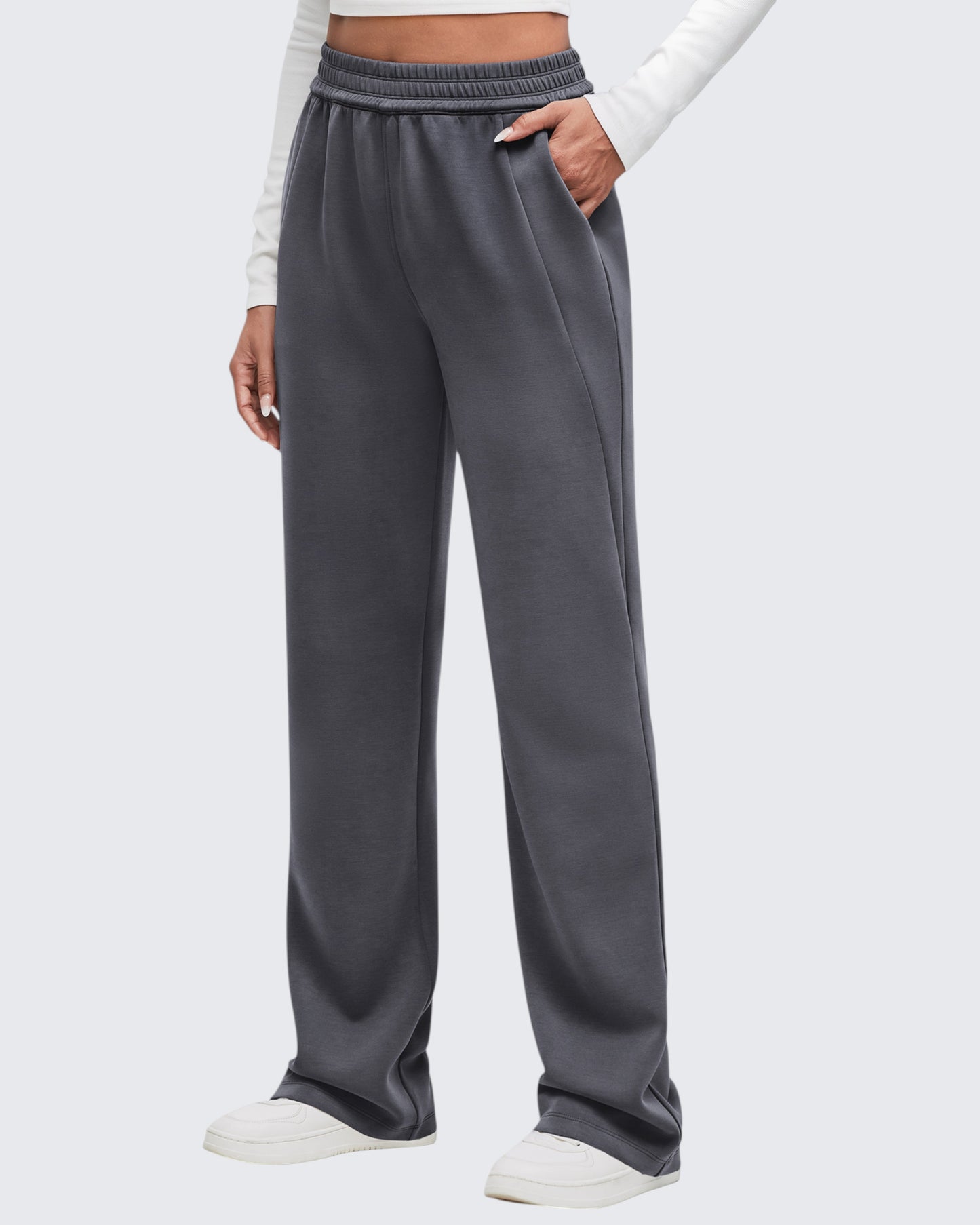 Smoofit Elastic-Waist Wide Leg Sweatpants 27''