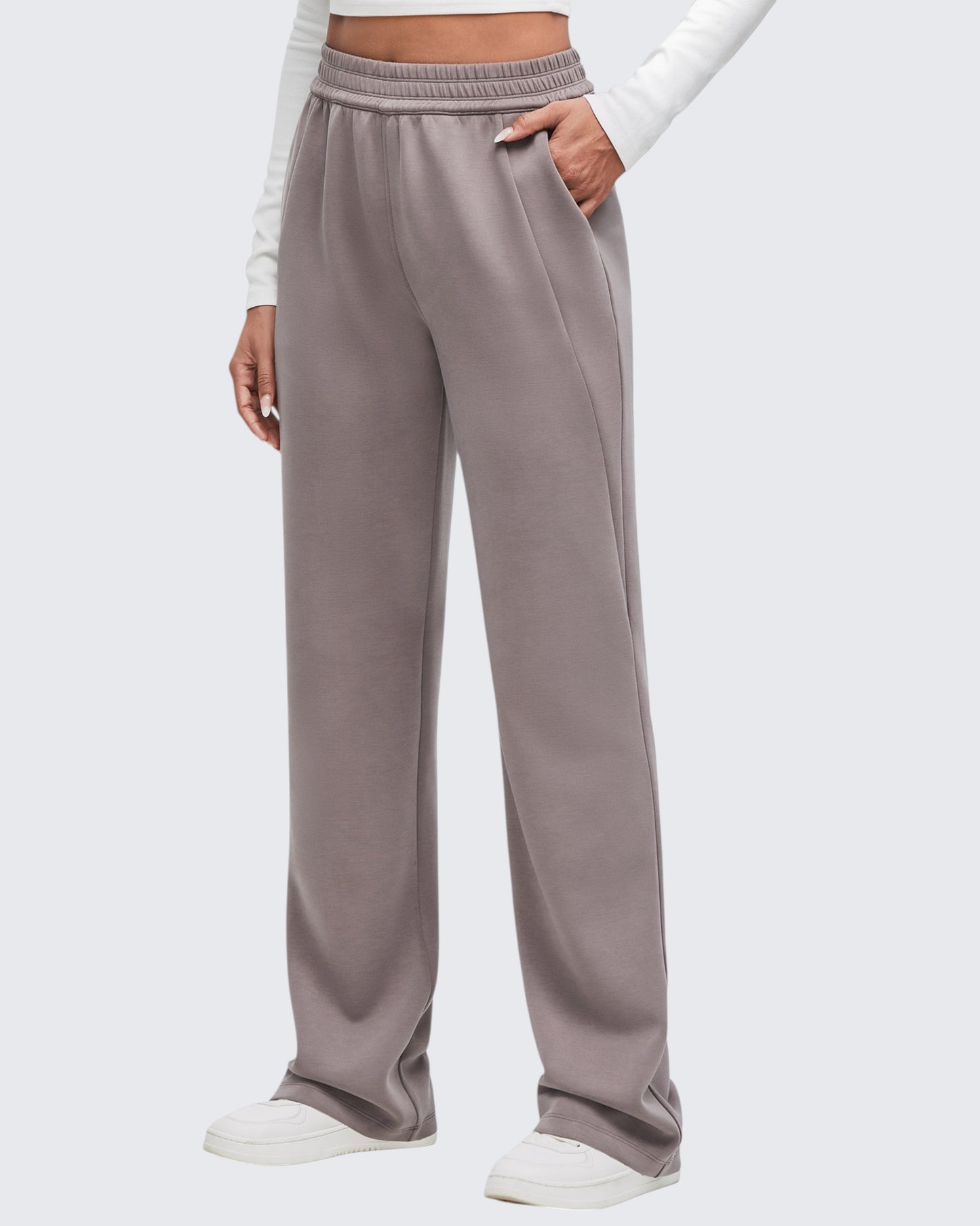 Smoofit Elastic-Waist Wide Leg Sweatpants 27''