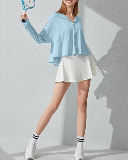 G4Free Activewear UV Sun Crop Zip Hoodie Long Sleeve #