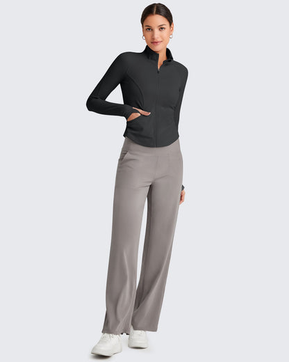 BareFeel Cropped Slim Fit Full Zip Workout Jackets