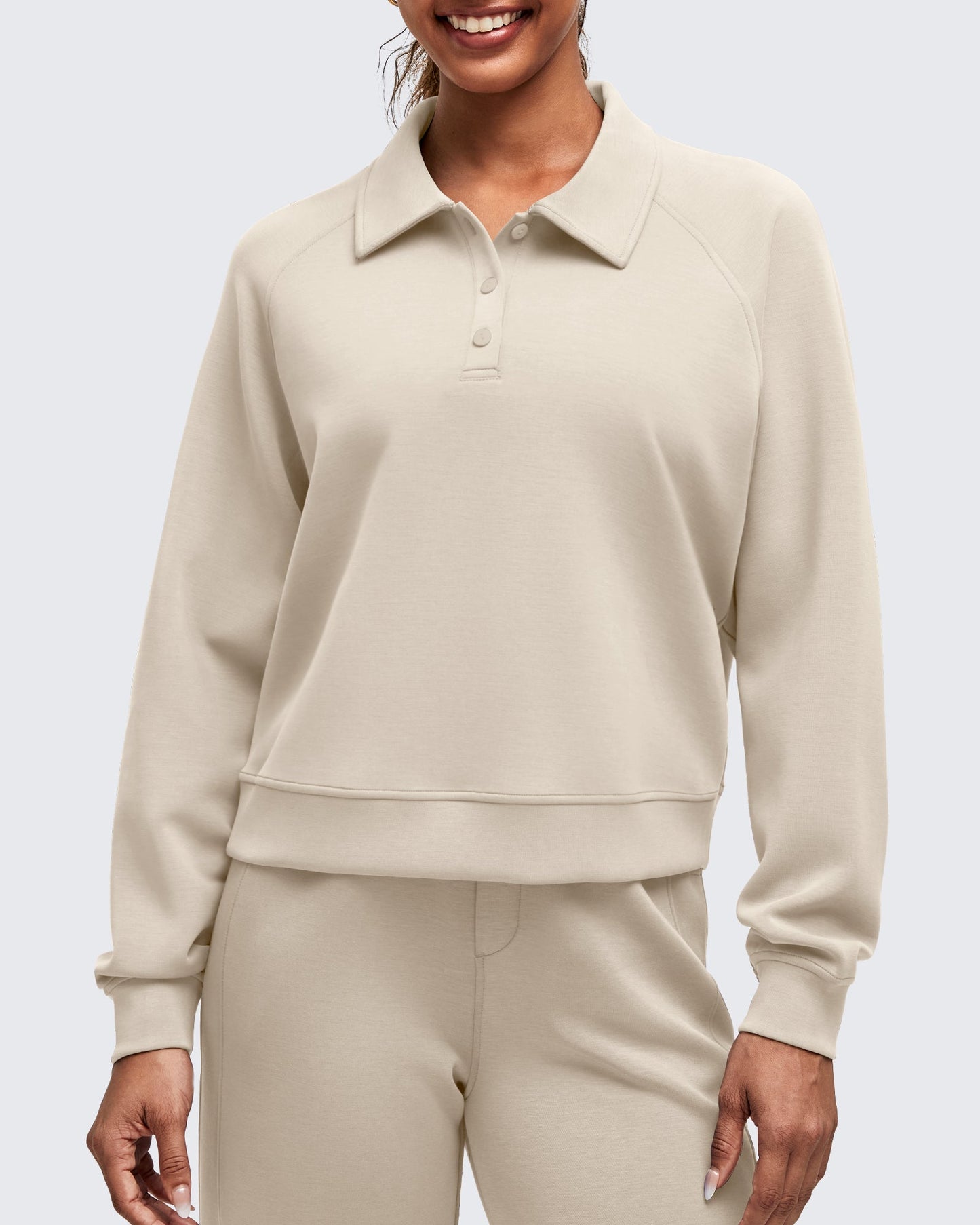Smoofit Polo Pullover Button Up Sweatshirts
