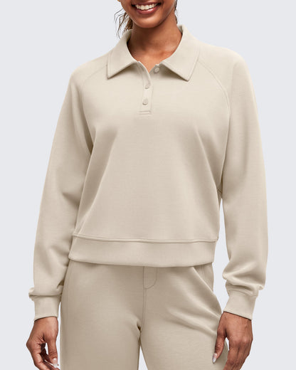 Smoofit Polo Pullover Button Up Sweatshirts