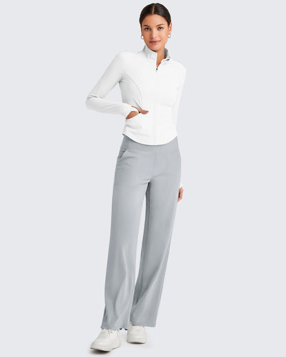 BareFeel Cropped Slim Fit Full Zip Workout Jackets