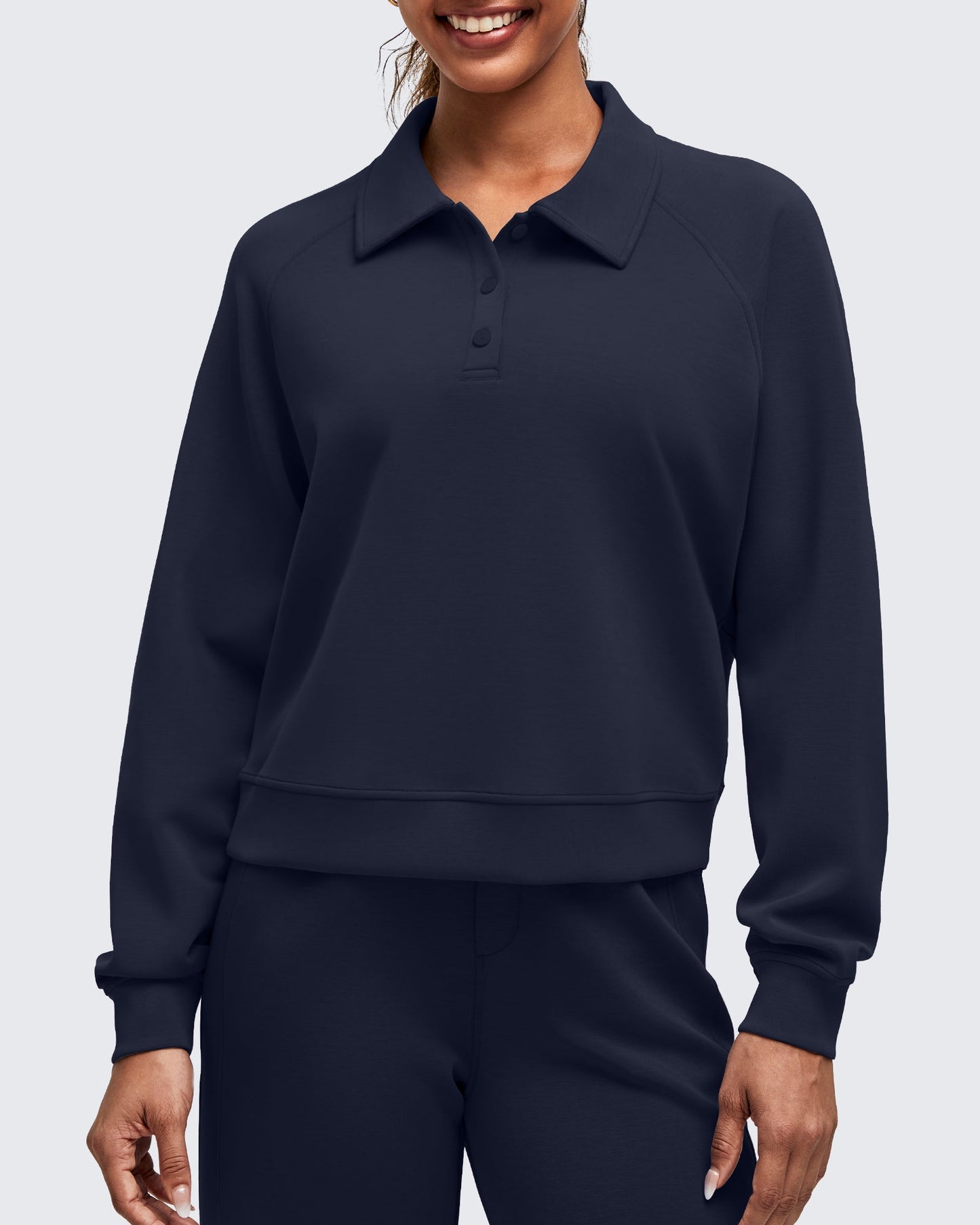 Smoofit Polo Pullover Button Up Sweatshirts