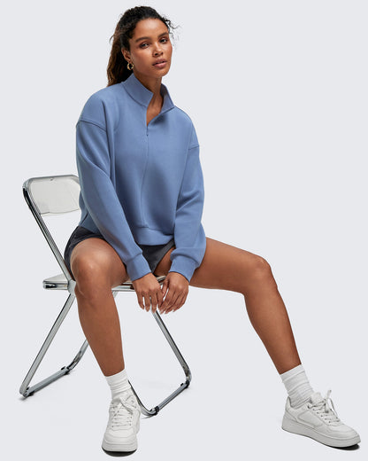 Smoofit Half-Zip Mock Neck Long Sleeve Sweatshirts