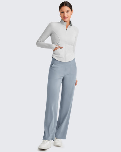 BareFeel Cropped Slim Fit Full Zip Workout Jackets