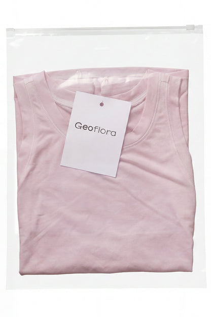 Geoflora Pink Eyelet Trim Sleeveless Tank Top - Casual Crew Neck Cotton Camisole
