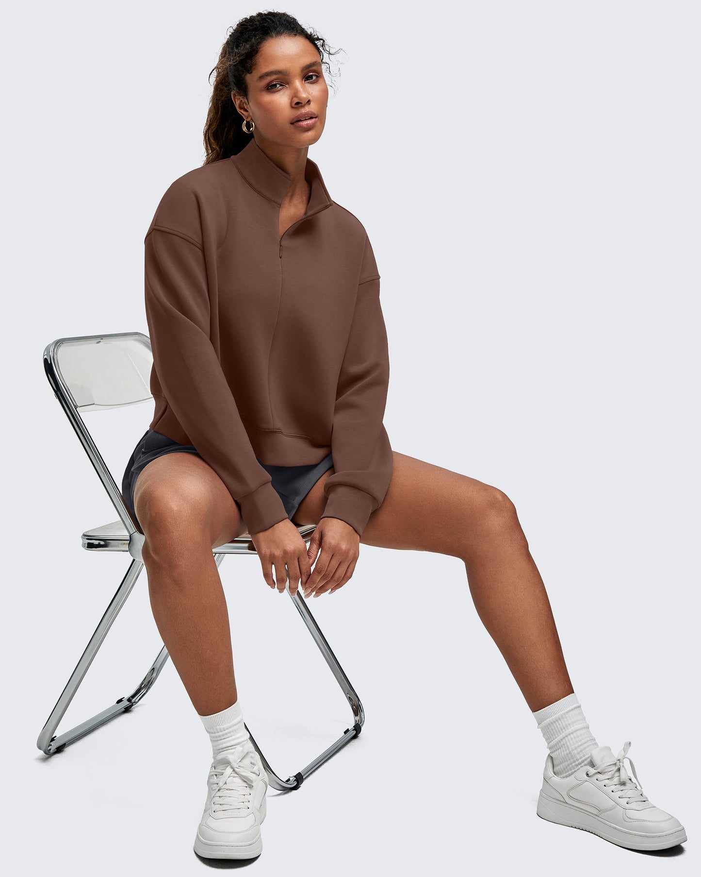 Smoofit Half-Zip Mock Neck Long Sleeve Sweatshirts