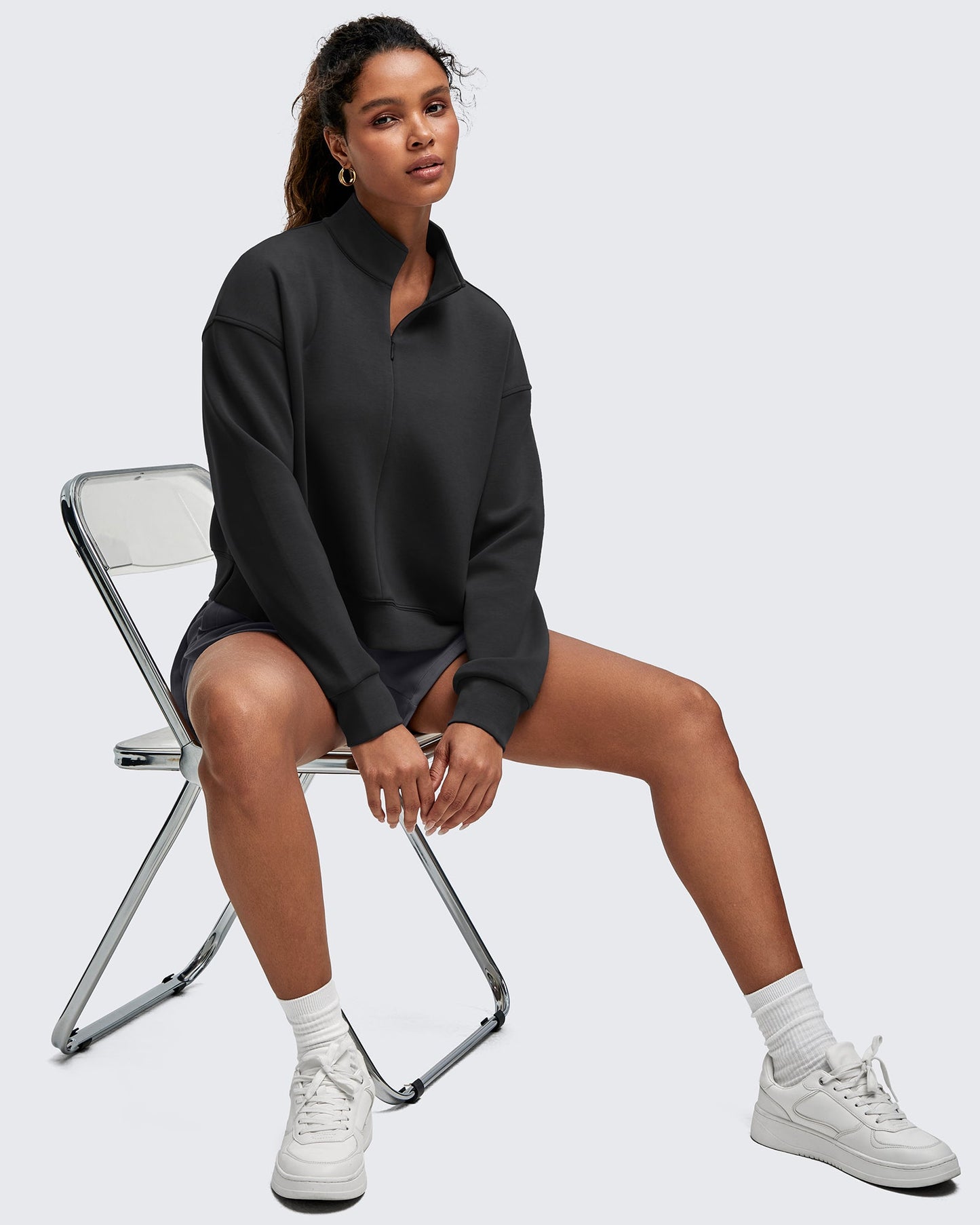 Smoofit Half-Zip Mock Neck Long Sleeve Sweatshirts