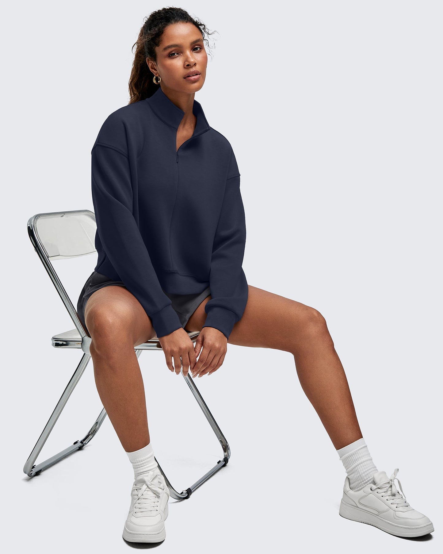 Smoofit Half-Zip Mock Neck Long Sleeve Sweatshirts