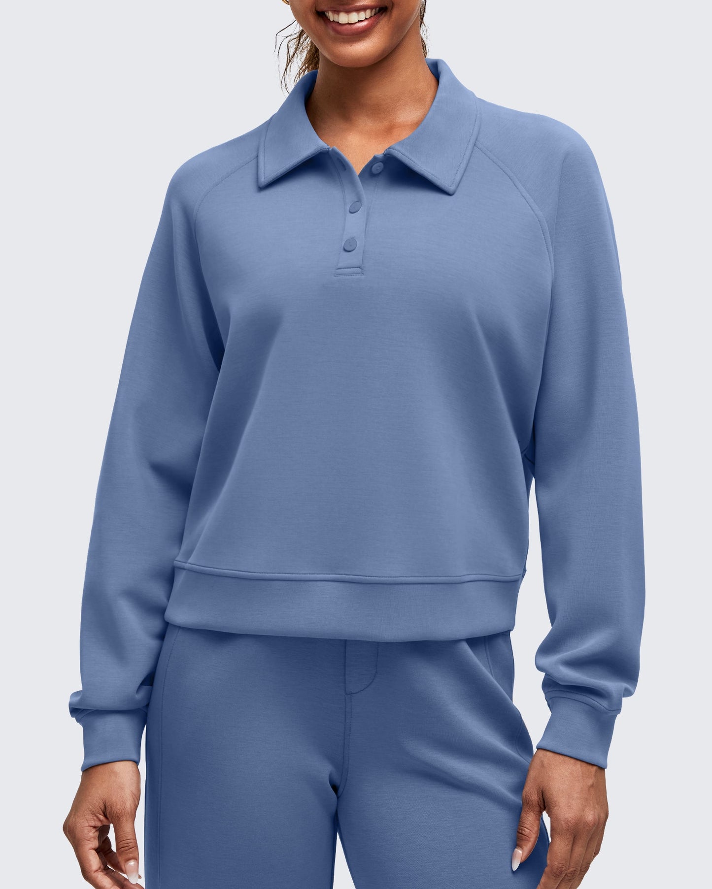 Smoofit Polo Pullover Button Up Sweatshirts