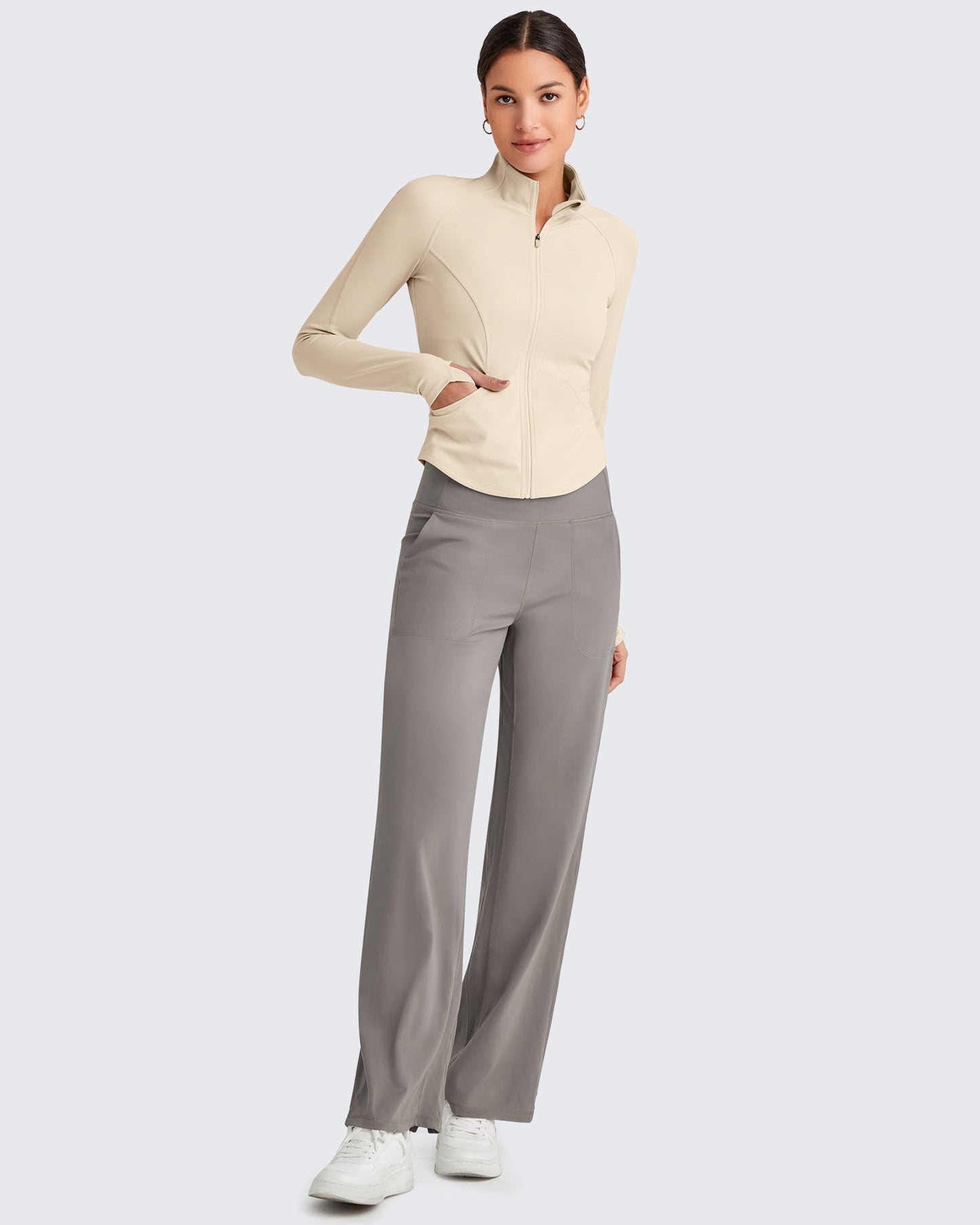 BareFeel Cropped Slim Fit Full Zip Workout Jackets