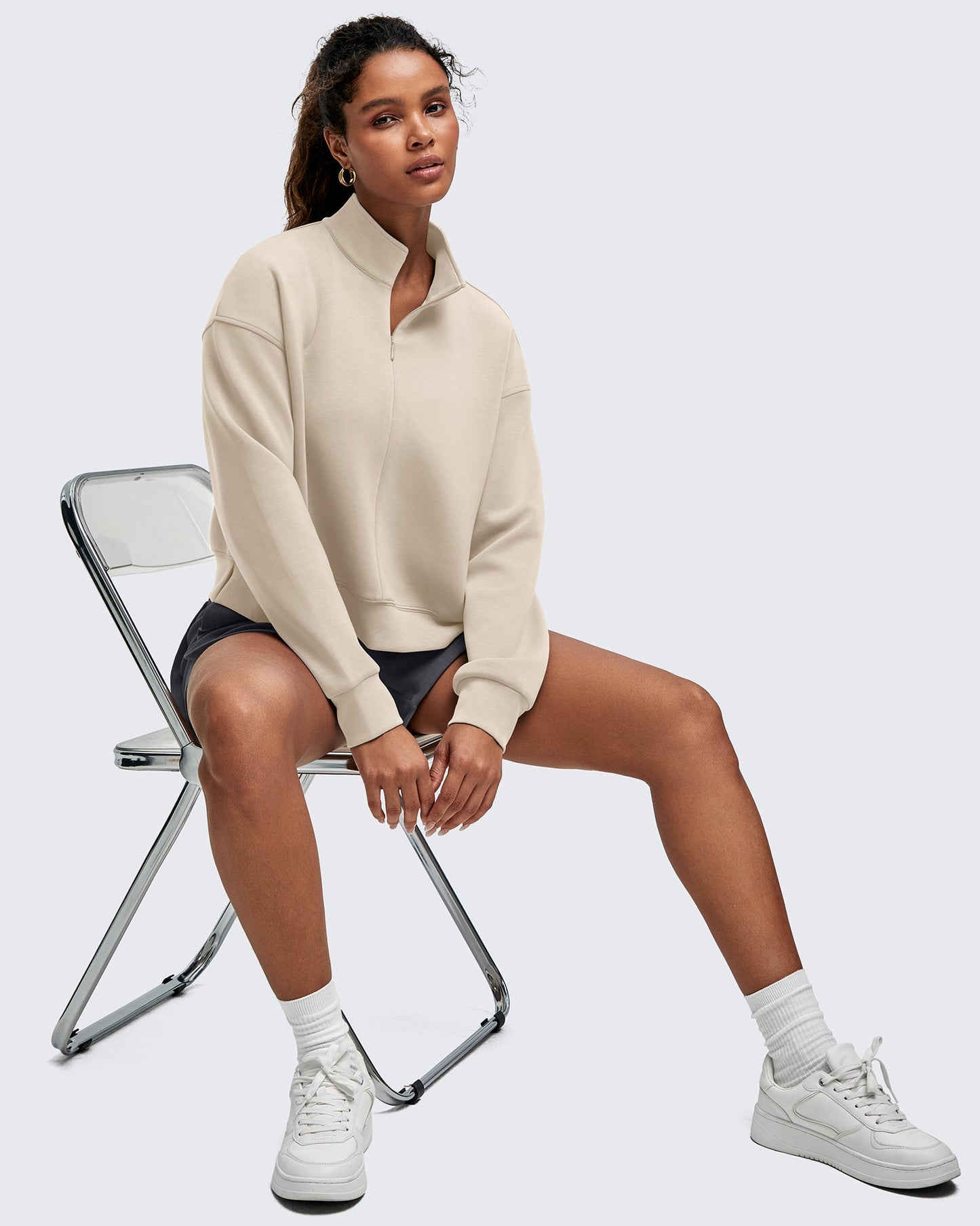 Smoofit Half-Zip Mock Neck Long Sleeve Sweatshirts