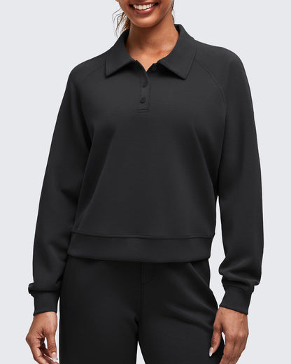 Smoofit Polo Pullover Button Up Sweatshirts