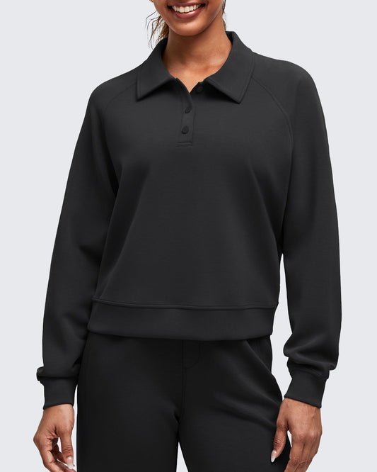 Smoofit Polo Pullover Button Up Sweatshirts