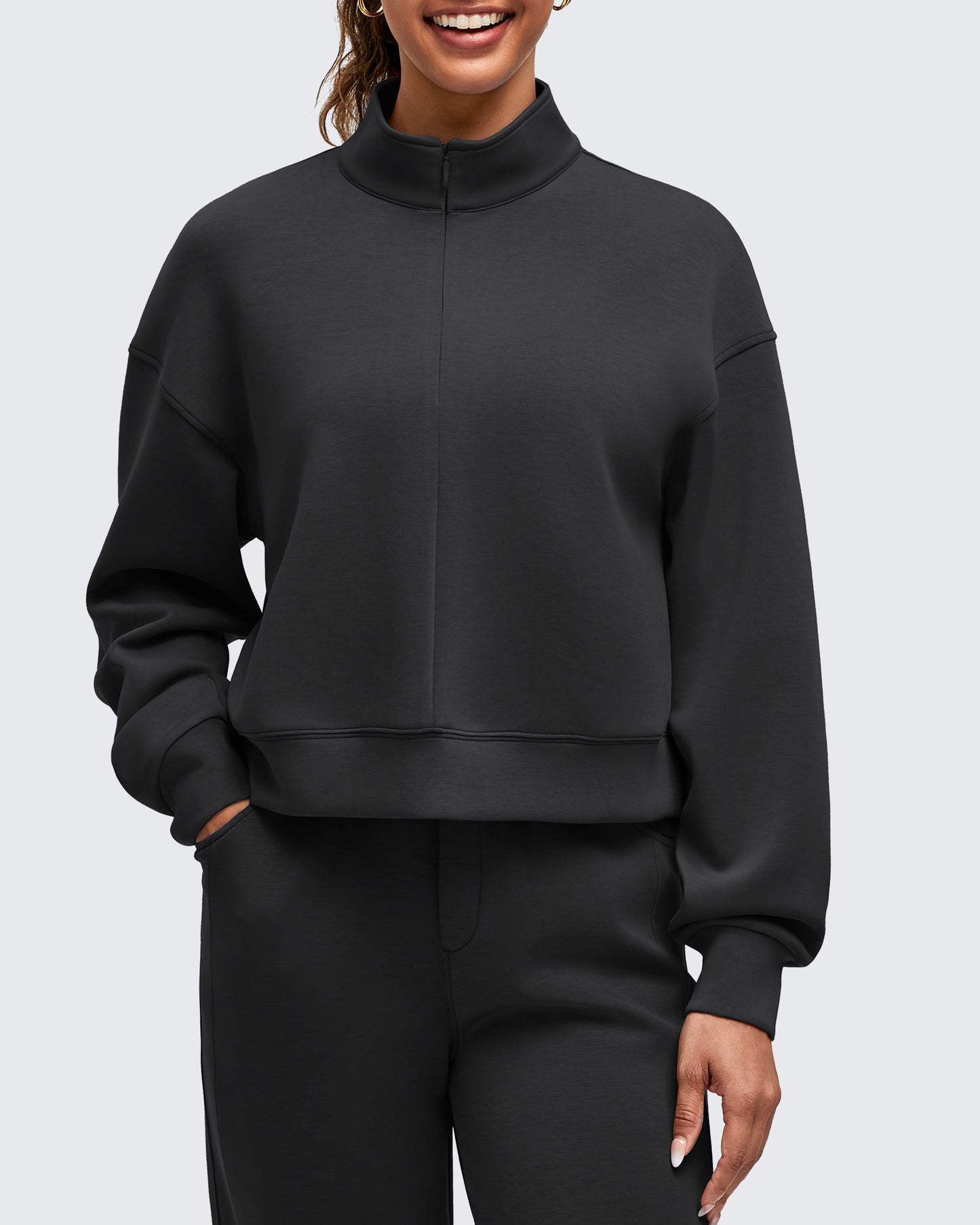 Smoofit Half-Zip Mock Neck Long Sleeve Sweatshirts