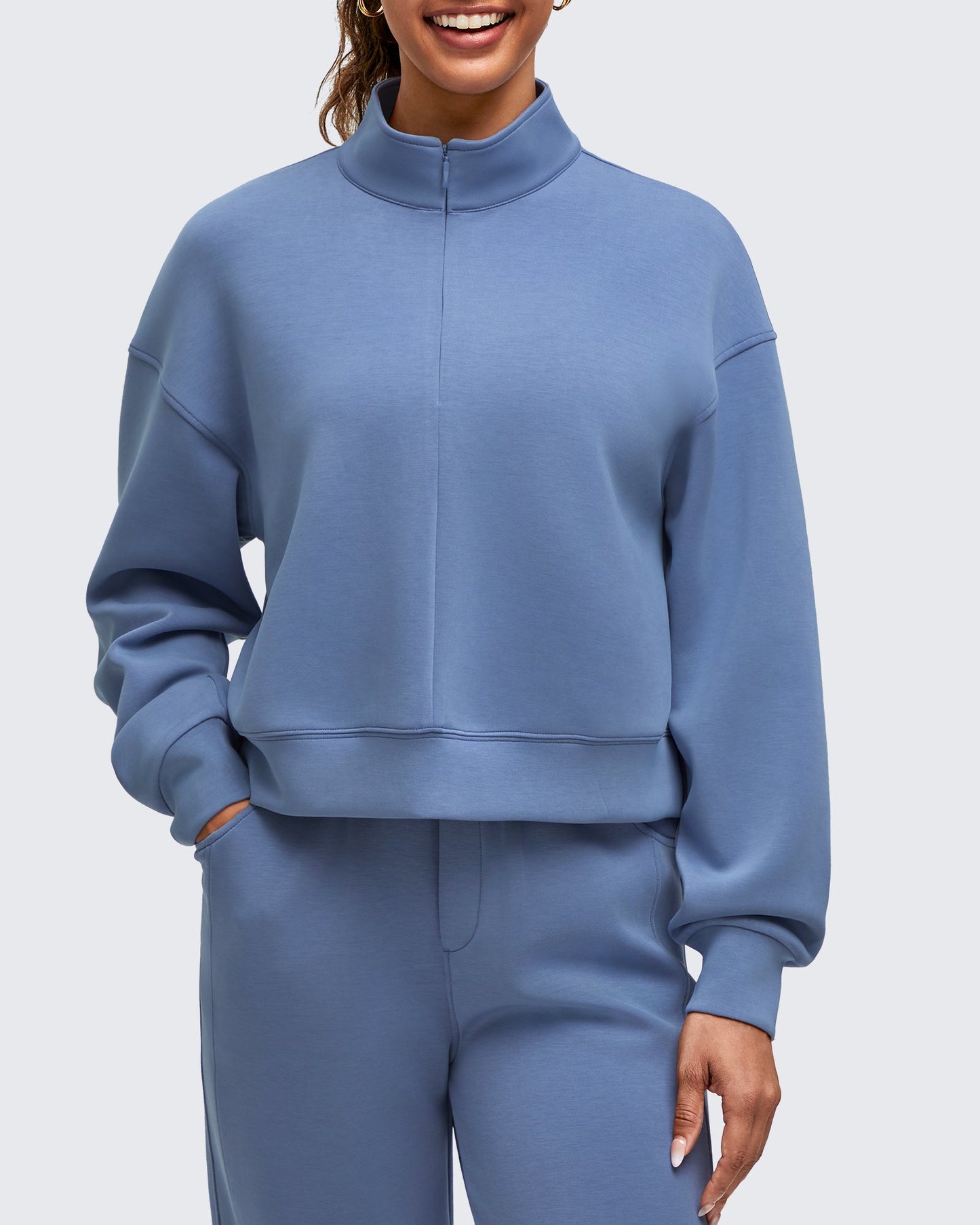 Smoofit Half-Zip Mock Neck Long Sleeve Sweatshirts