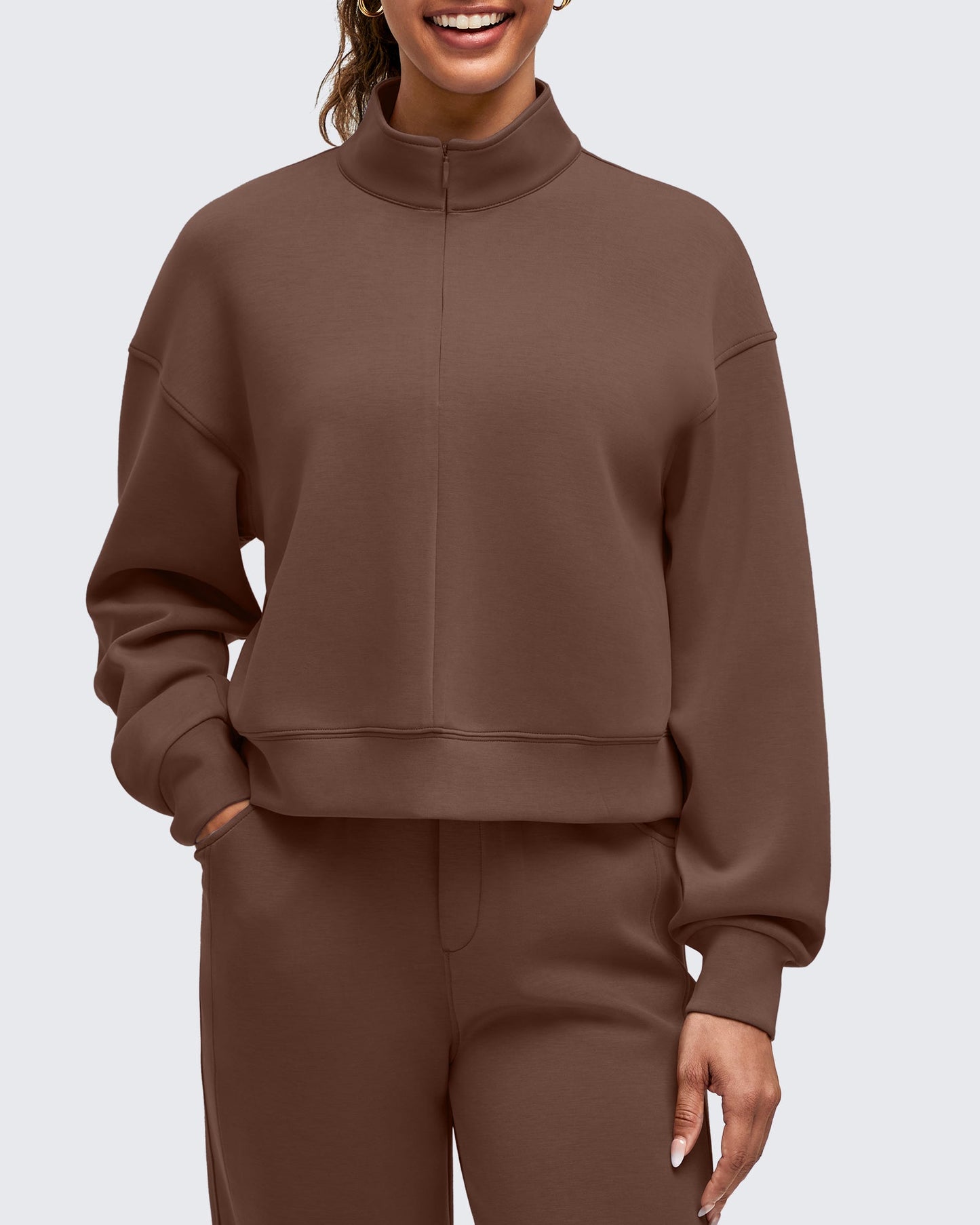 Smoofit Half-Zip Mock Neck Long Sleeve Sweatshirts