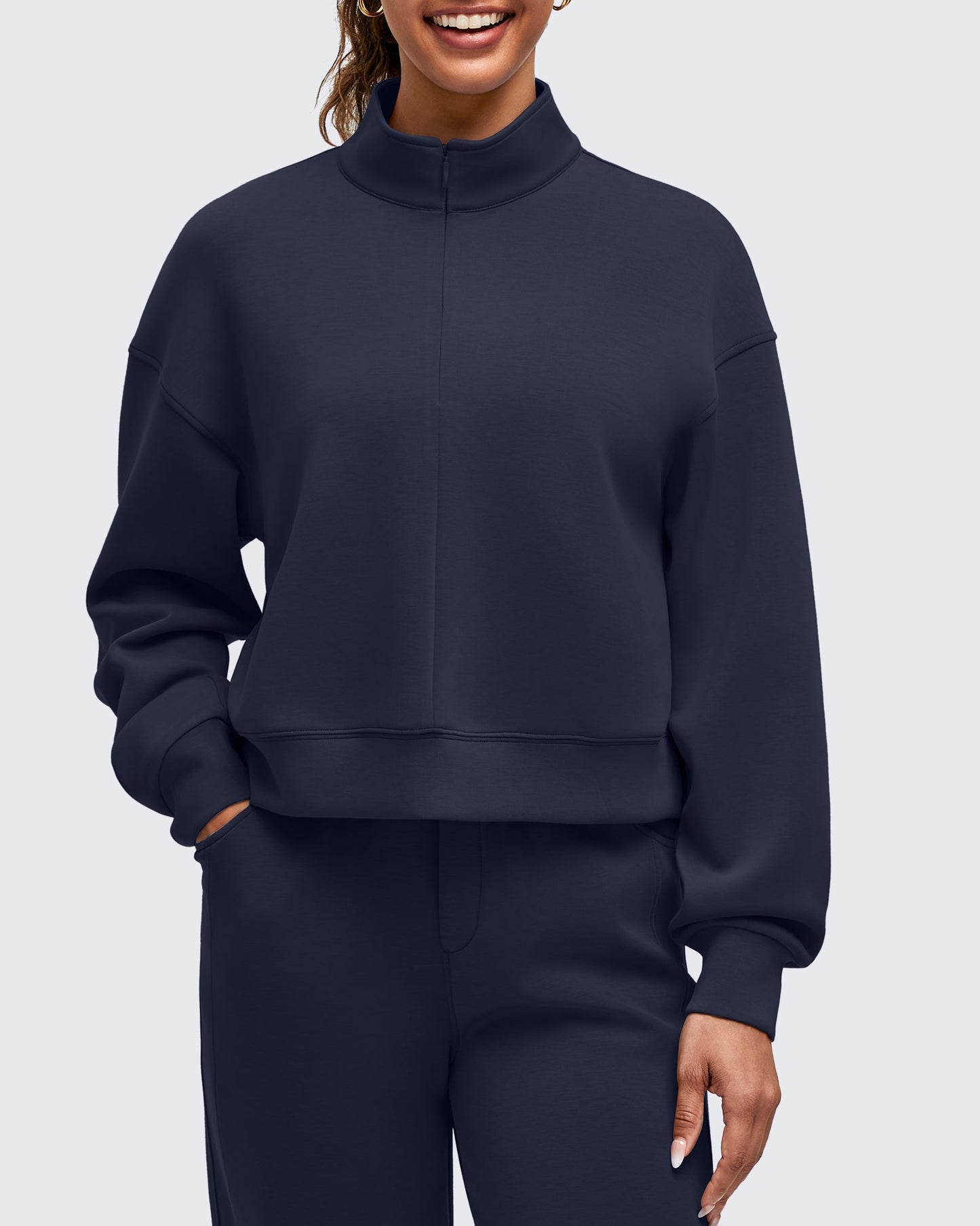Smoofit Half-Zip Mock Neck Long Sleeve Sweatshirts