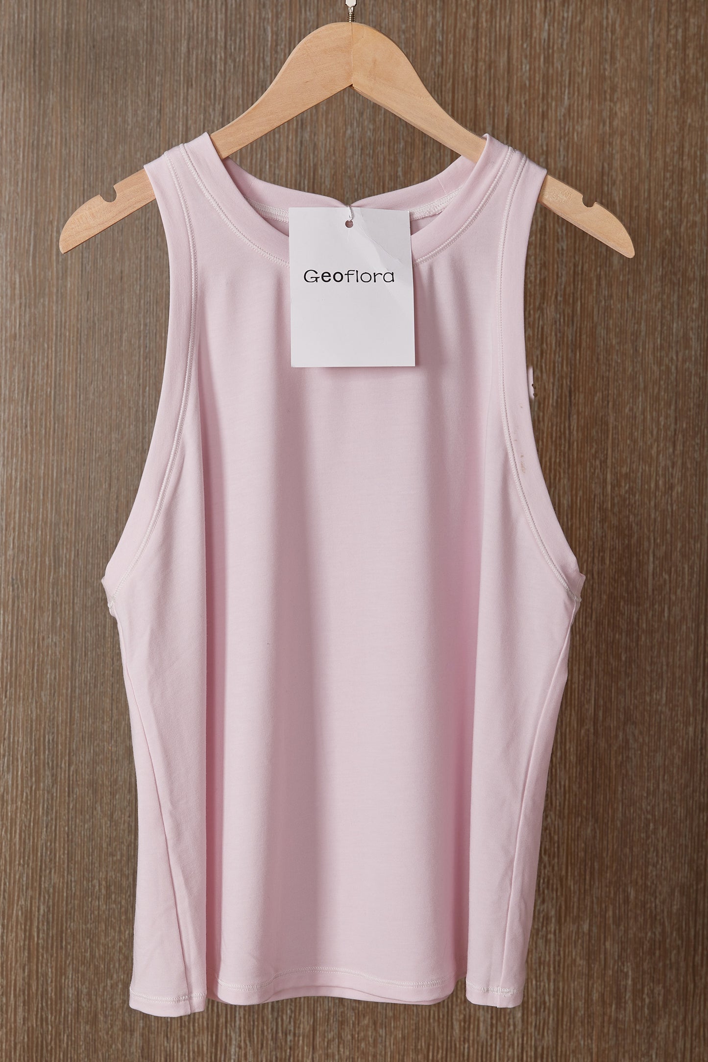 Geoflora Pink Eyelet Trim Sleeveless Tank Top - Casual Crew Neck Cotton Camisole