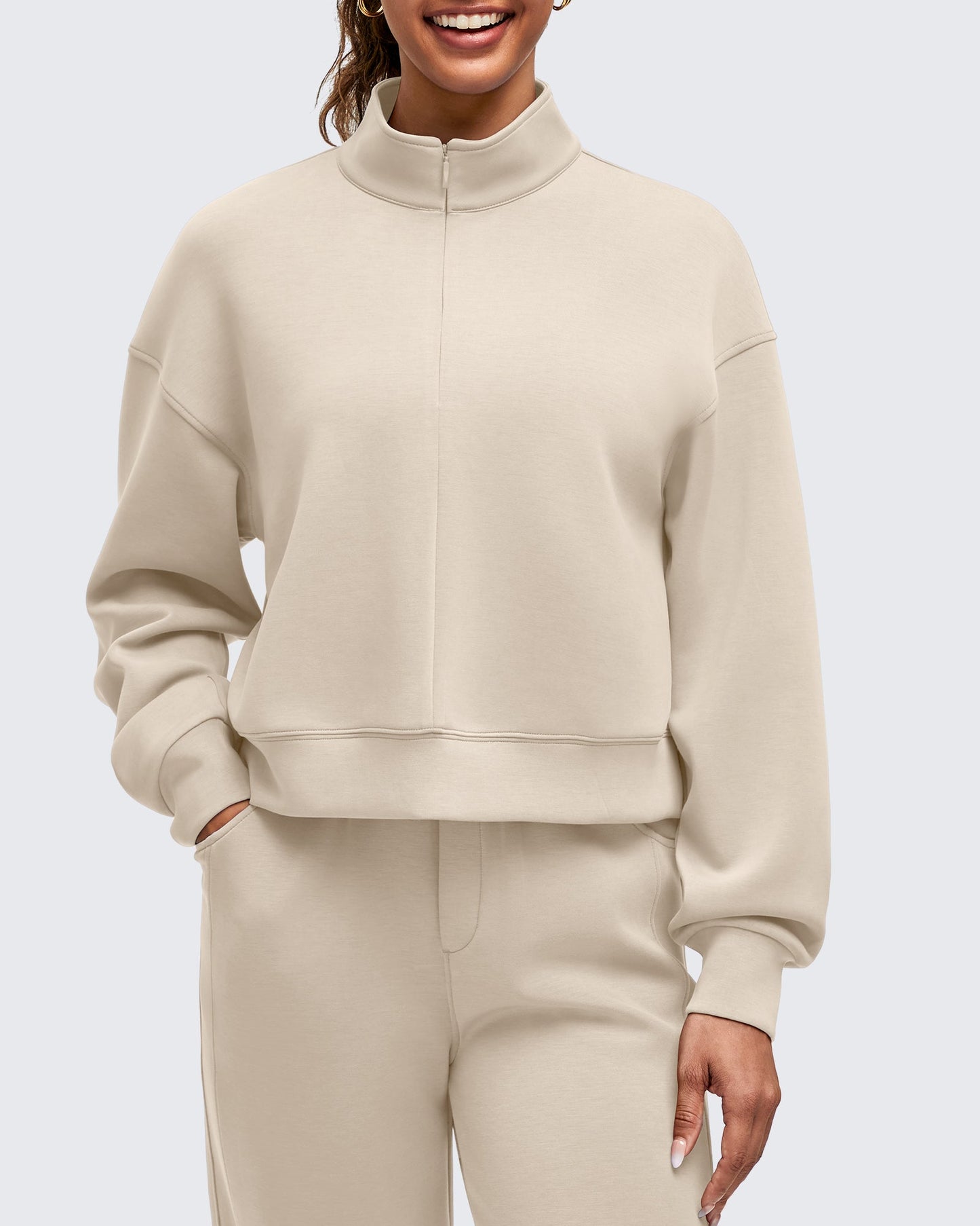 Smoofit Half-Zip Mock Neck Long Sleeve Sweatshirts