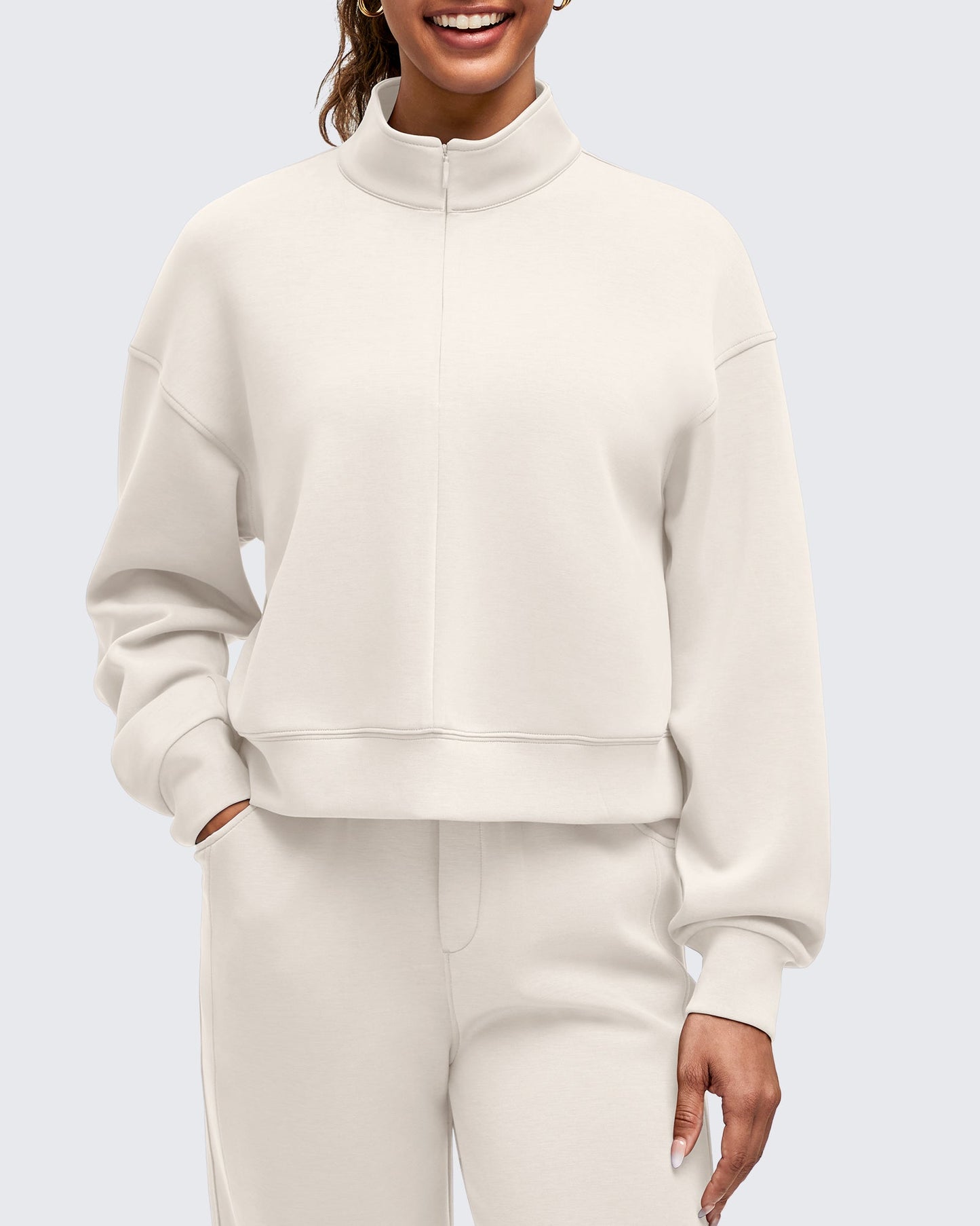 Smoofit Half-Zip Mock Neck Long Sleeve Sweatshirts