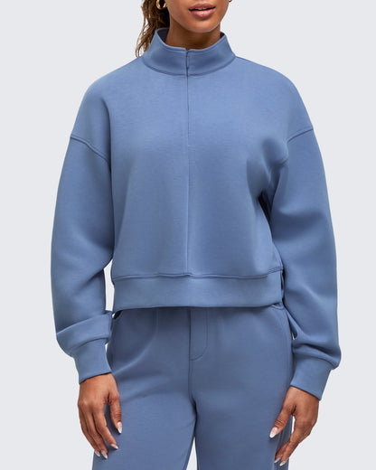 Smoofit Half-Zip Mock Neck Long Sleeve Sweatshirts